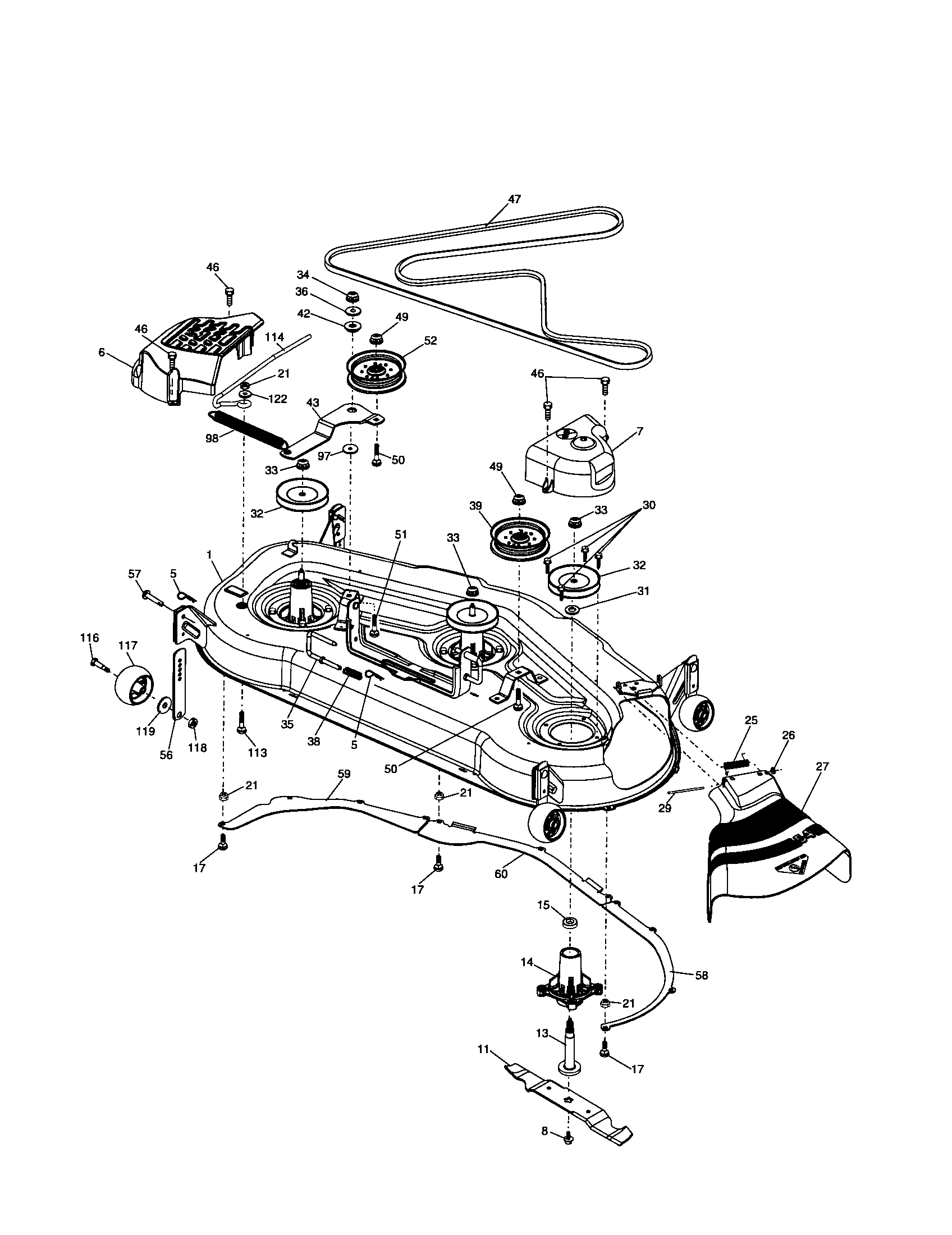 Husqvarna LOGT2254 mower deck diagram