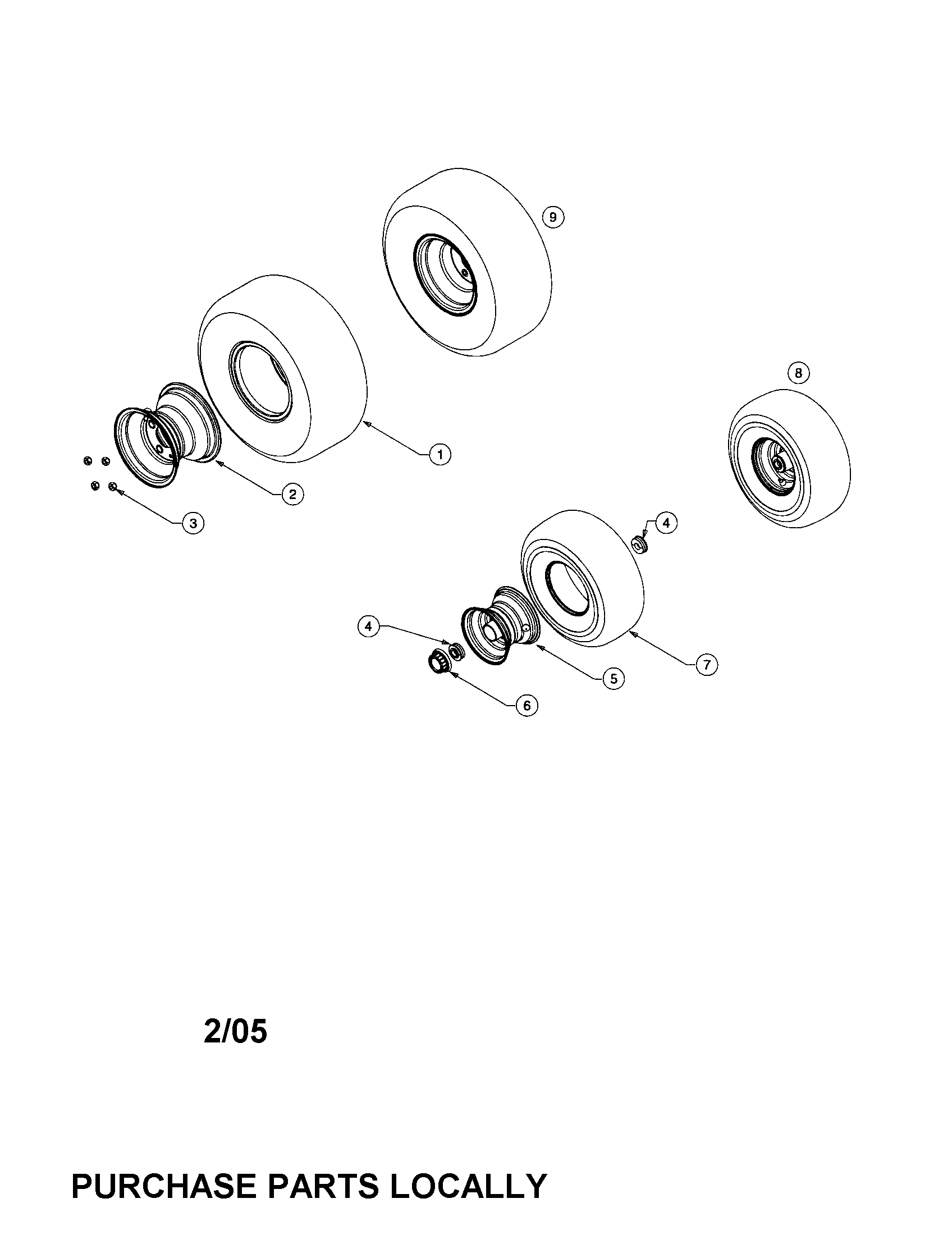 Cub Cadet LT1050 wheels diagram