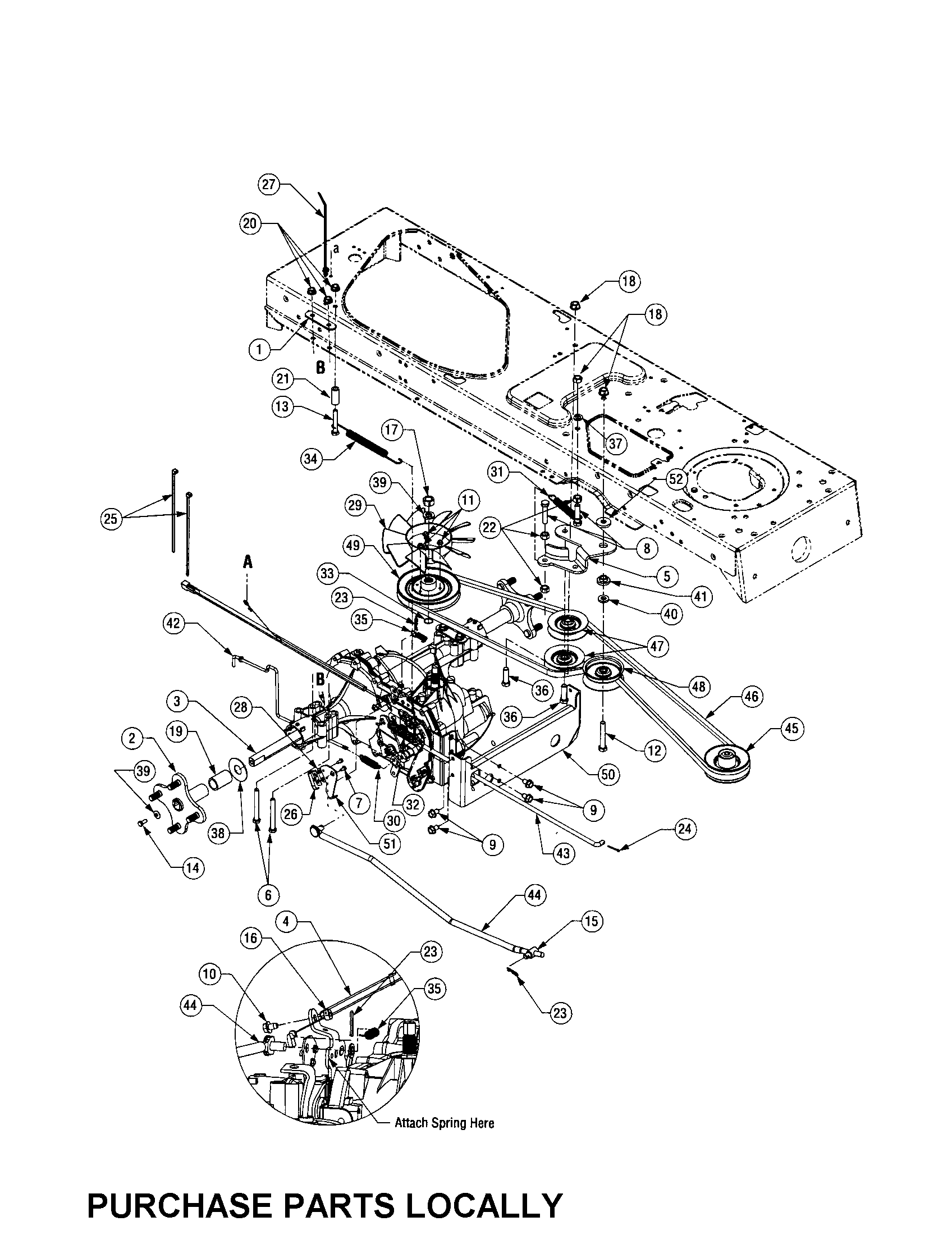 Cub Cadet LT1050 drive system diagram