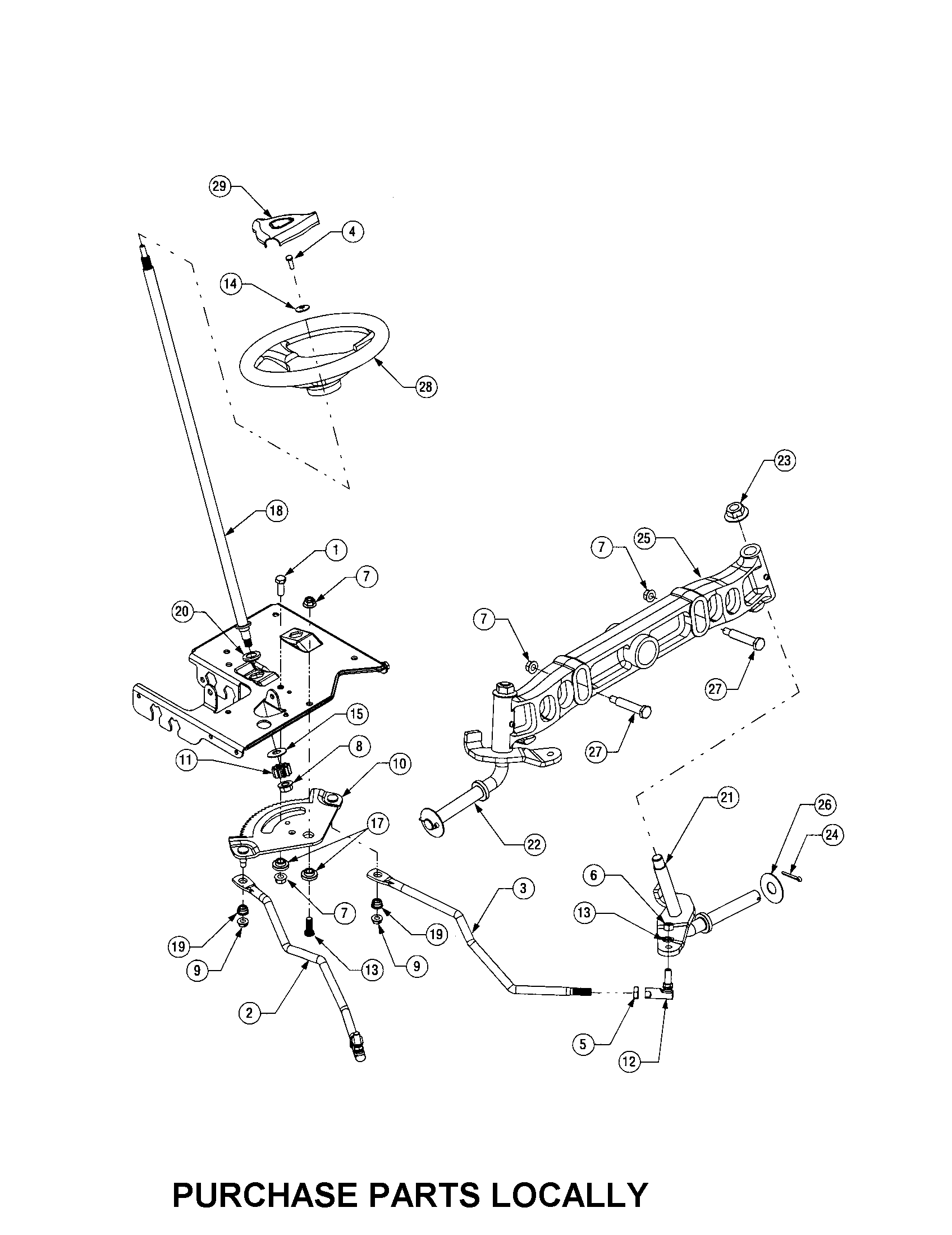 Cub Cadet LT1050 steering diagram