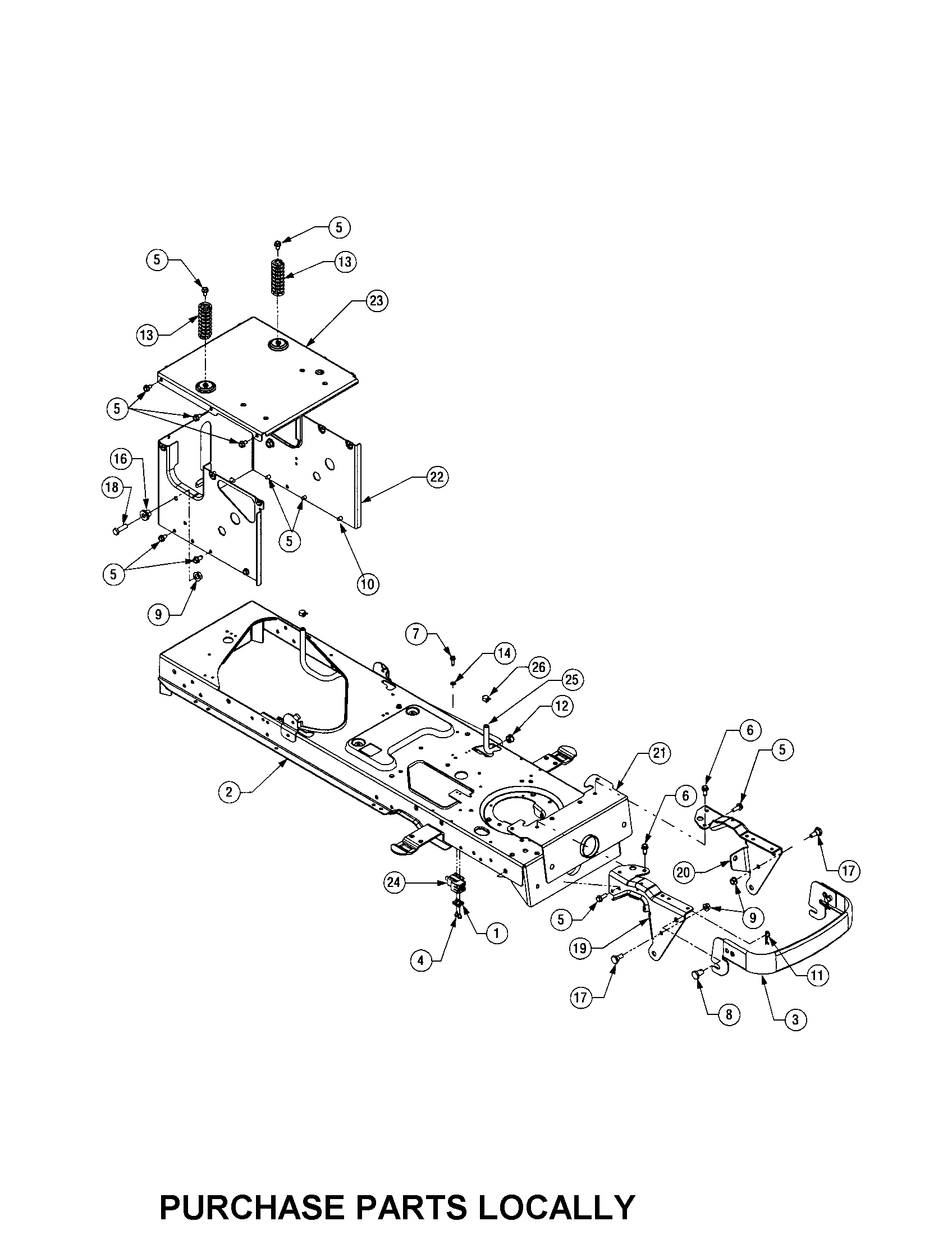 Cub Cadet LT1050 frame diagram