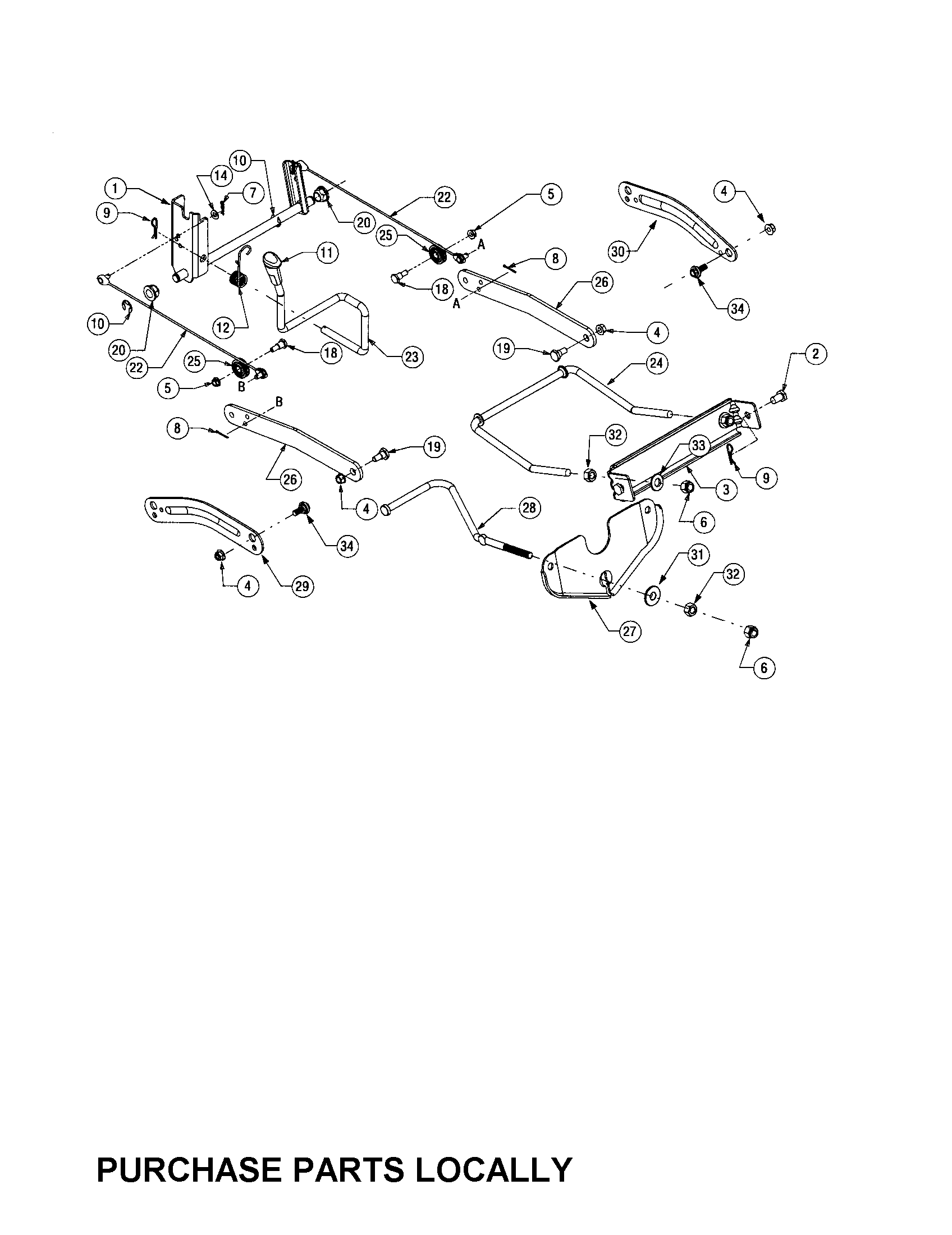 Cub Cadet LT1050 lift assembly diagram