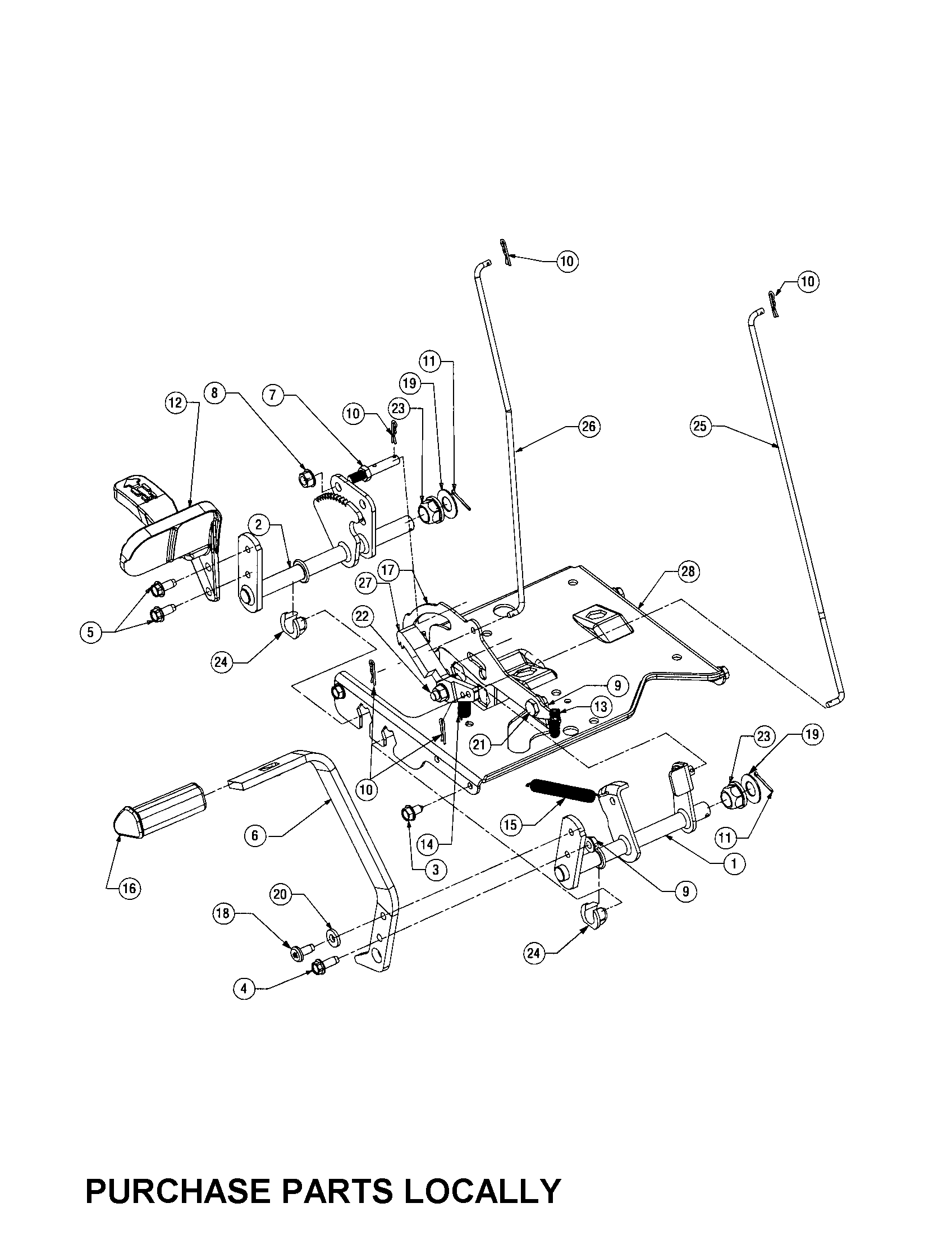 Cub Cadet LT1050 pedal assembly diagram