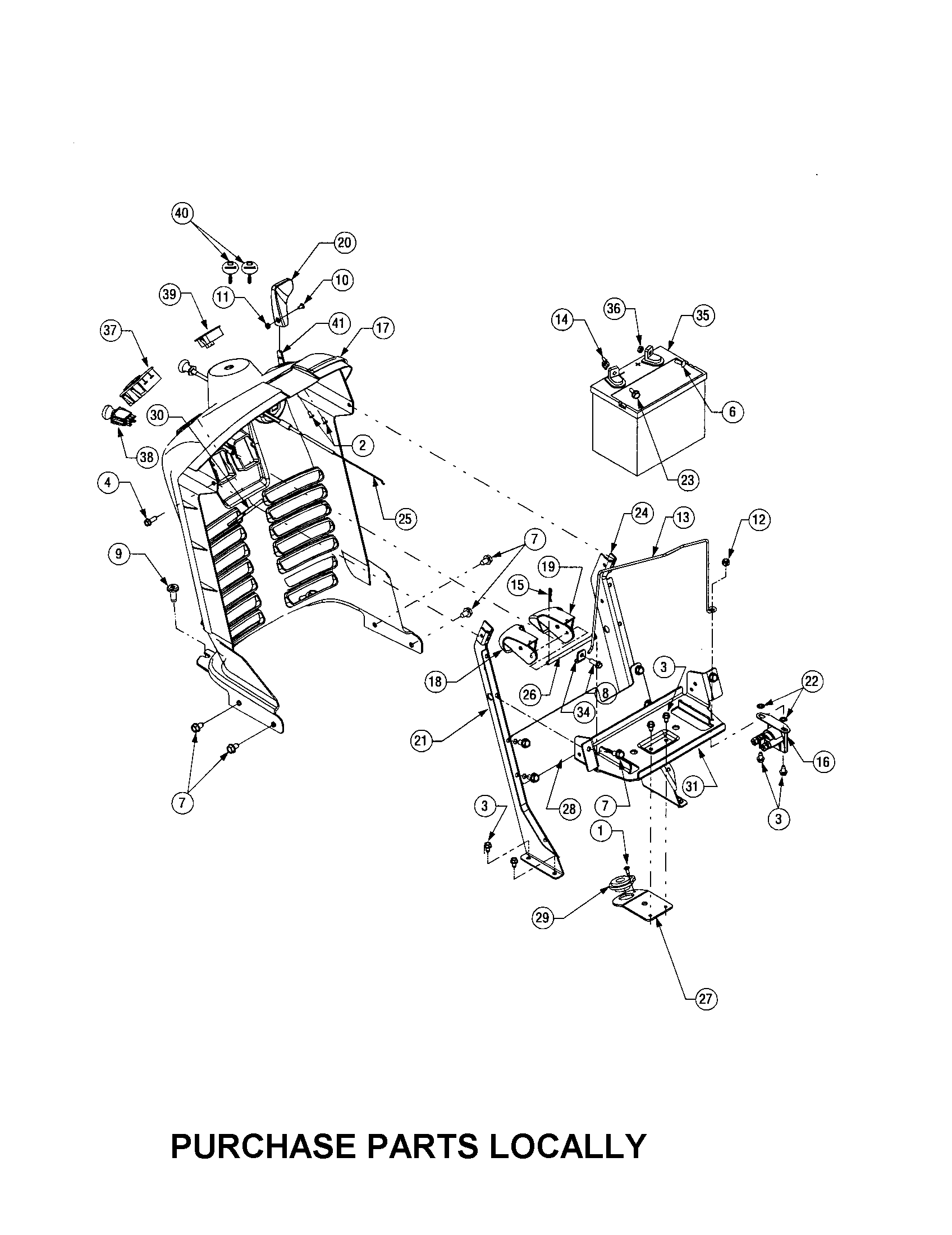 Cub Cadet LT1050 dash panel diagram