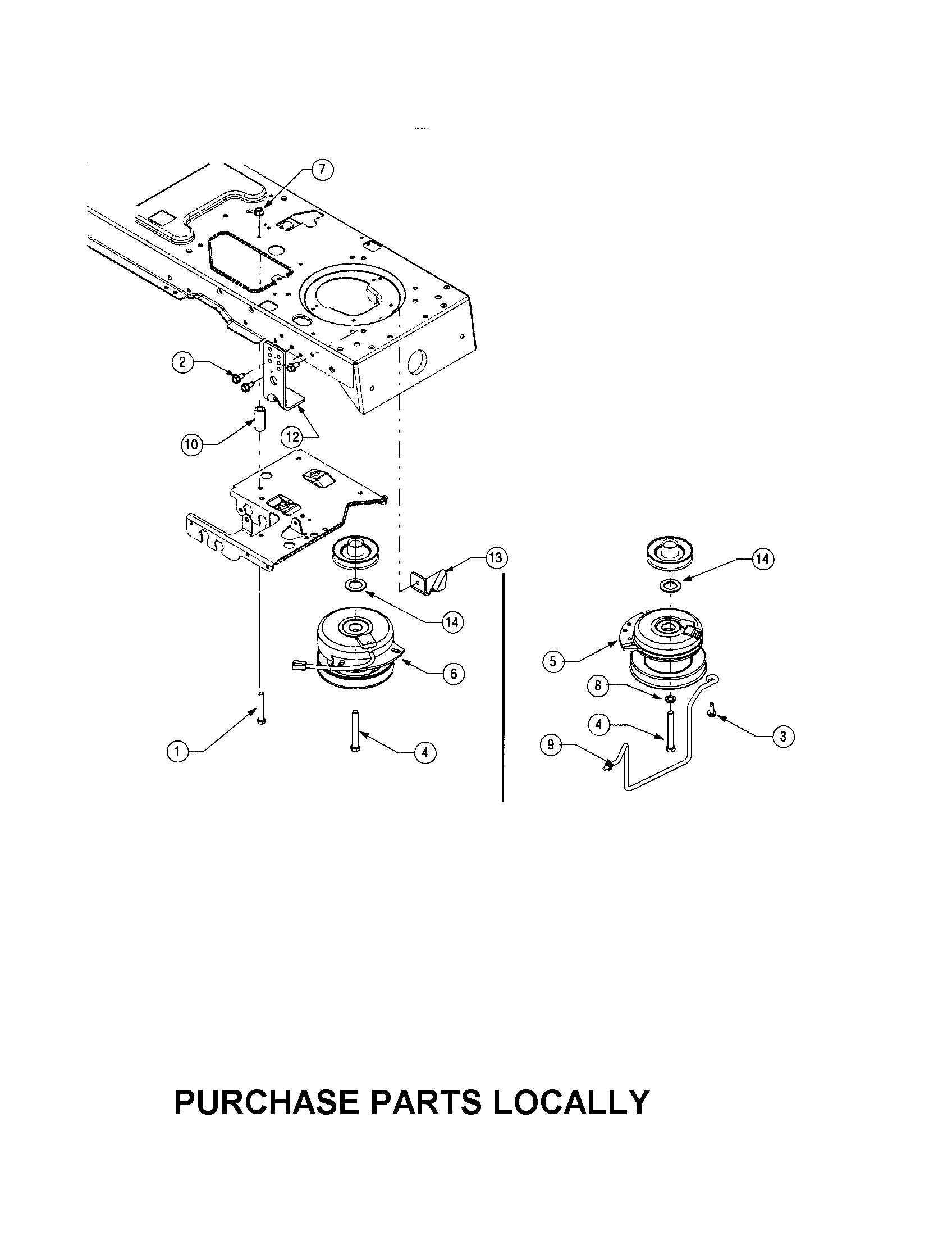 Cub Cadet LT1050 power tank-off (pto) system diagram