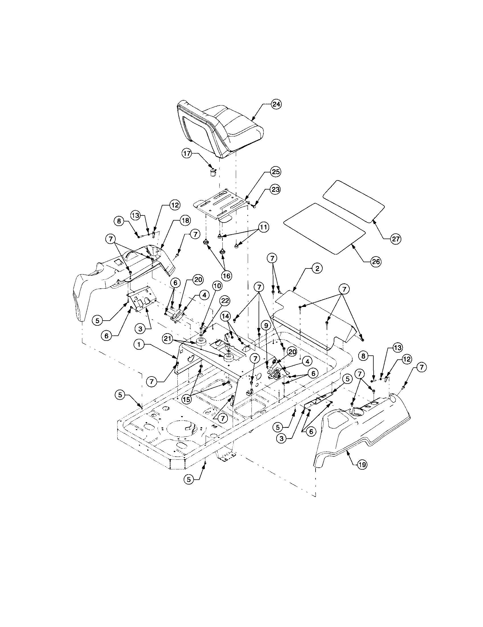 Cub Cadet RZT SERIES operator's platform diagram