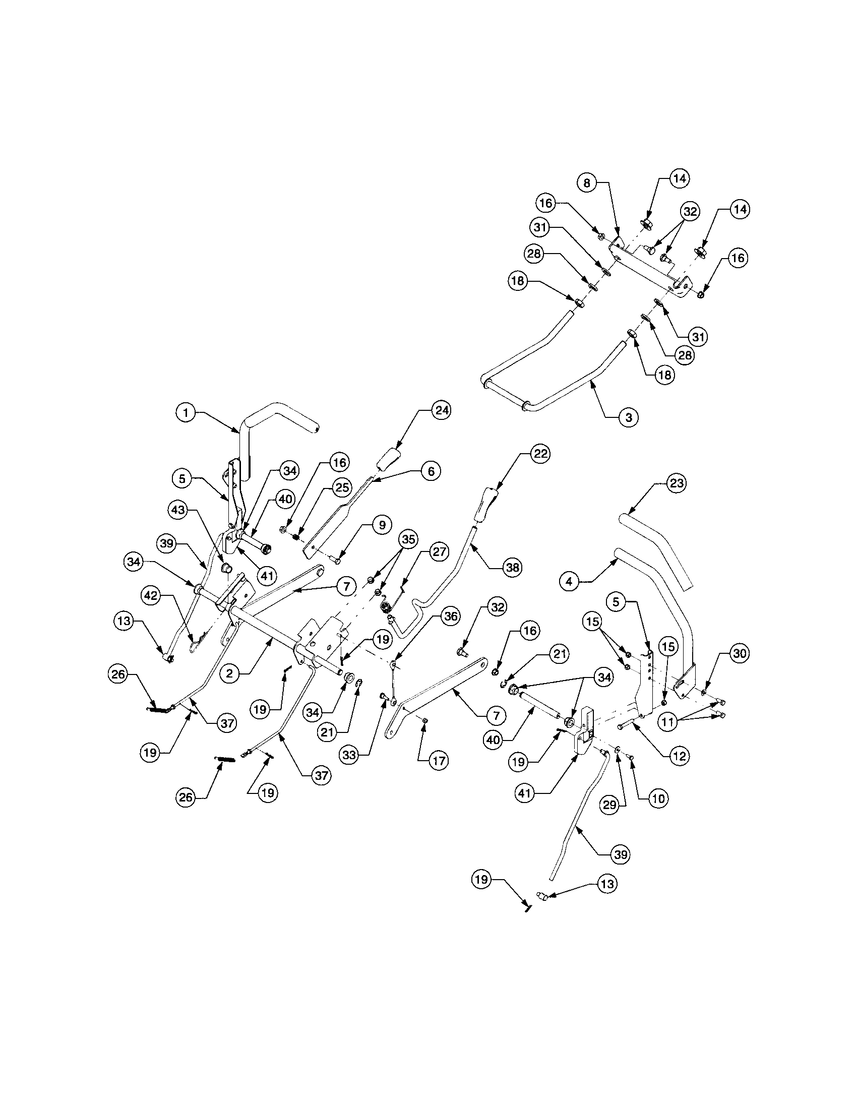 Cub Cadet RZT SERIES controls and deck lift diagram