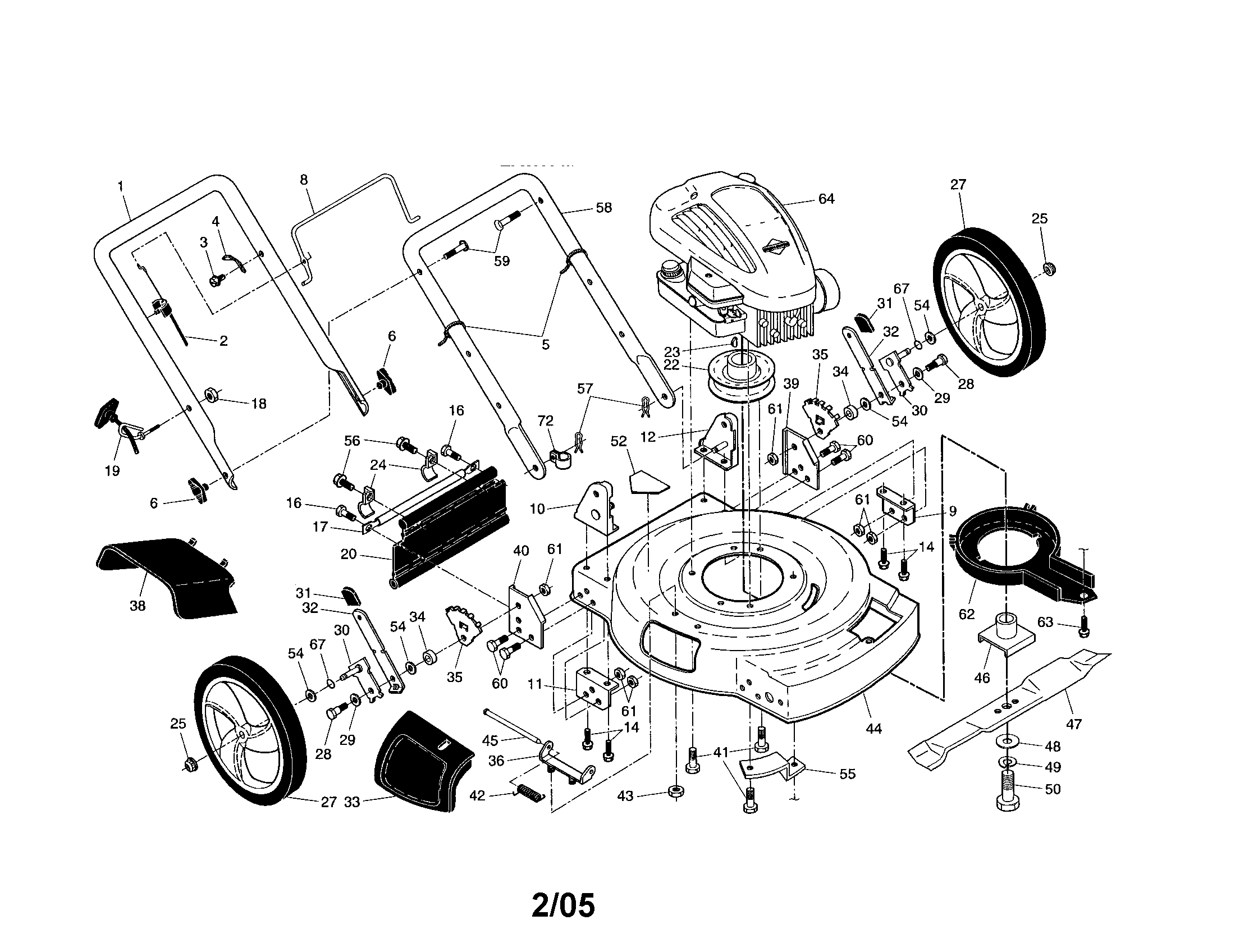 Craftsman 917379370 engine/housing/handle diagram