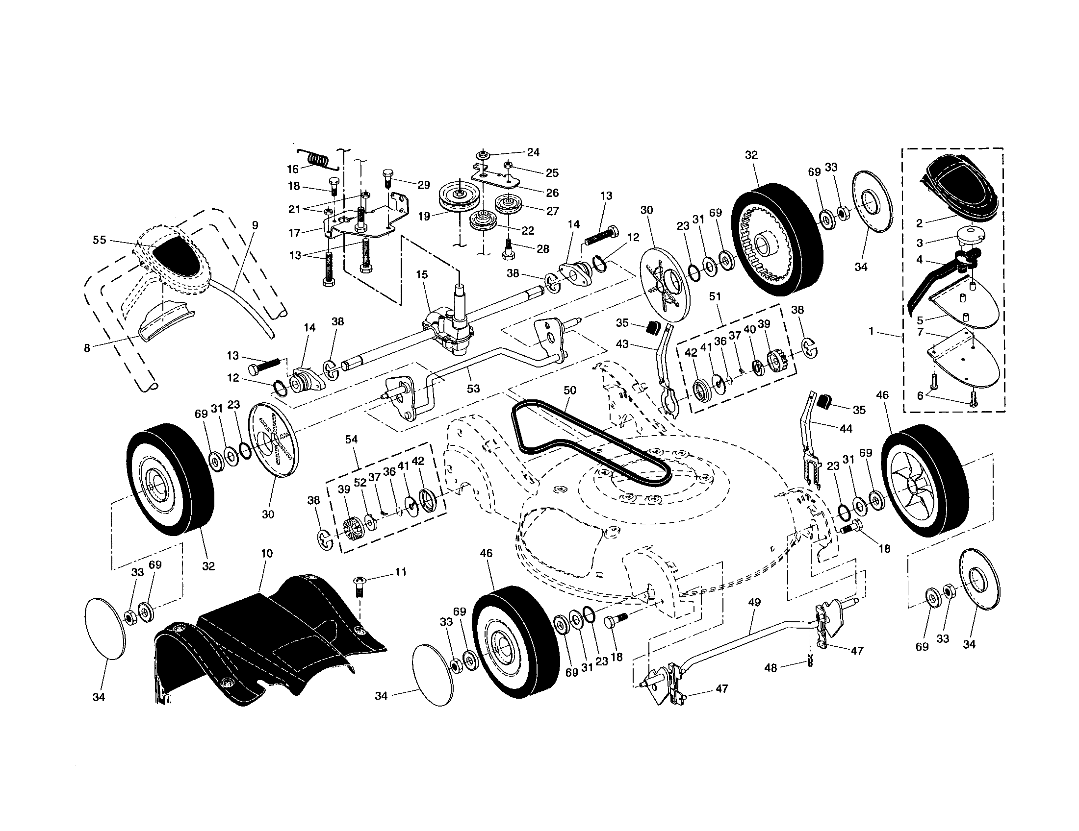 Craftsman 917377091 wheels/tires/gearcase diagram