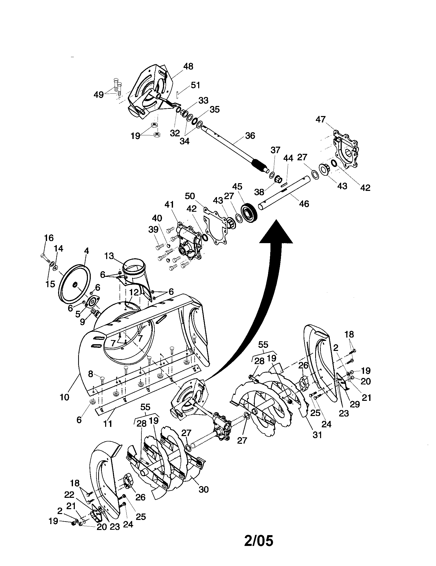 Husqvarna HL1027 STEA auger housing/impeller assembly diagram