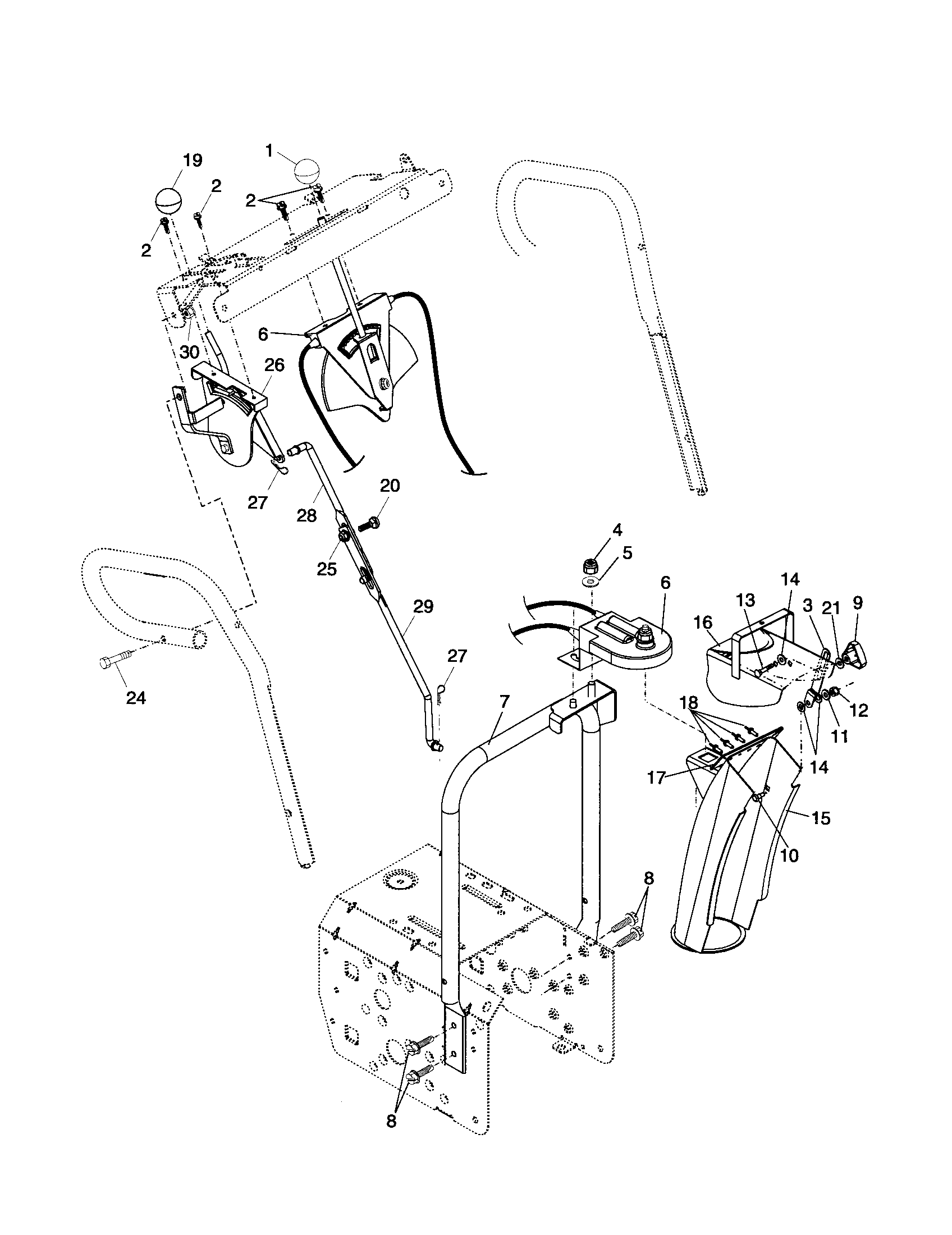 Husqvarna HL1027 STEA control panel/discharge chute diagram
