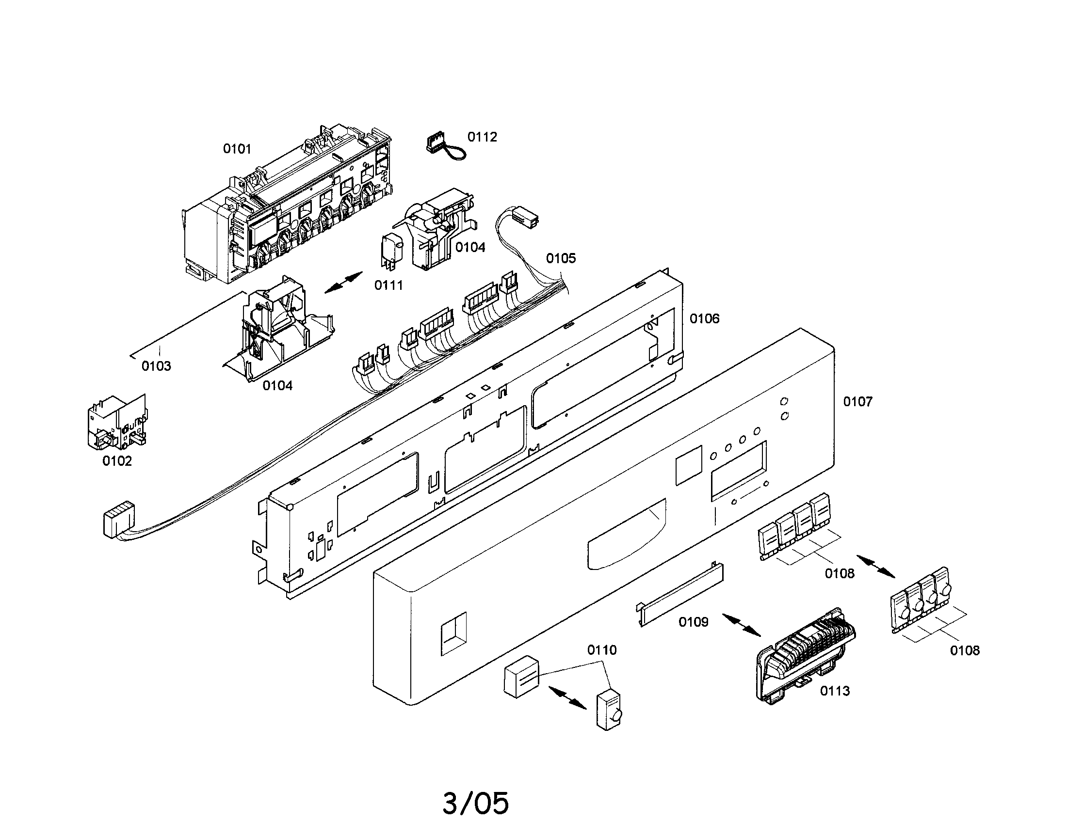 Bosch SHU43C05UC/17 fascia panel/console/console module diagram