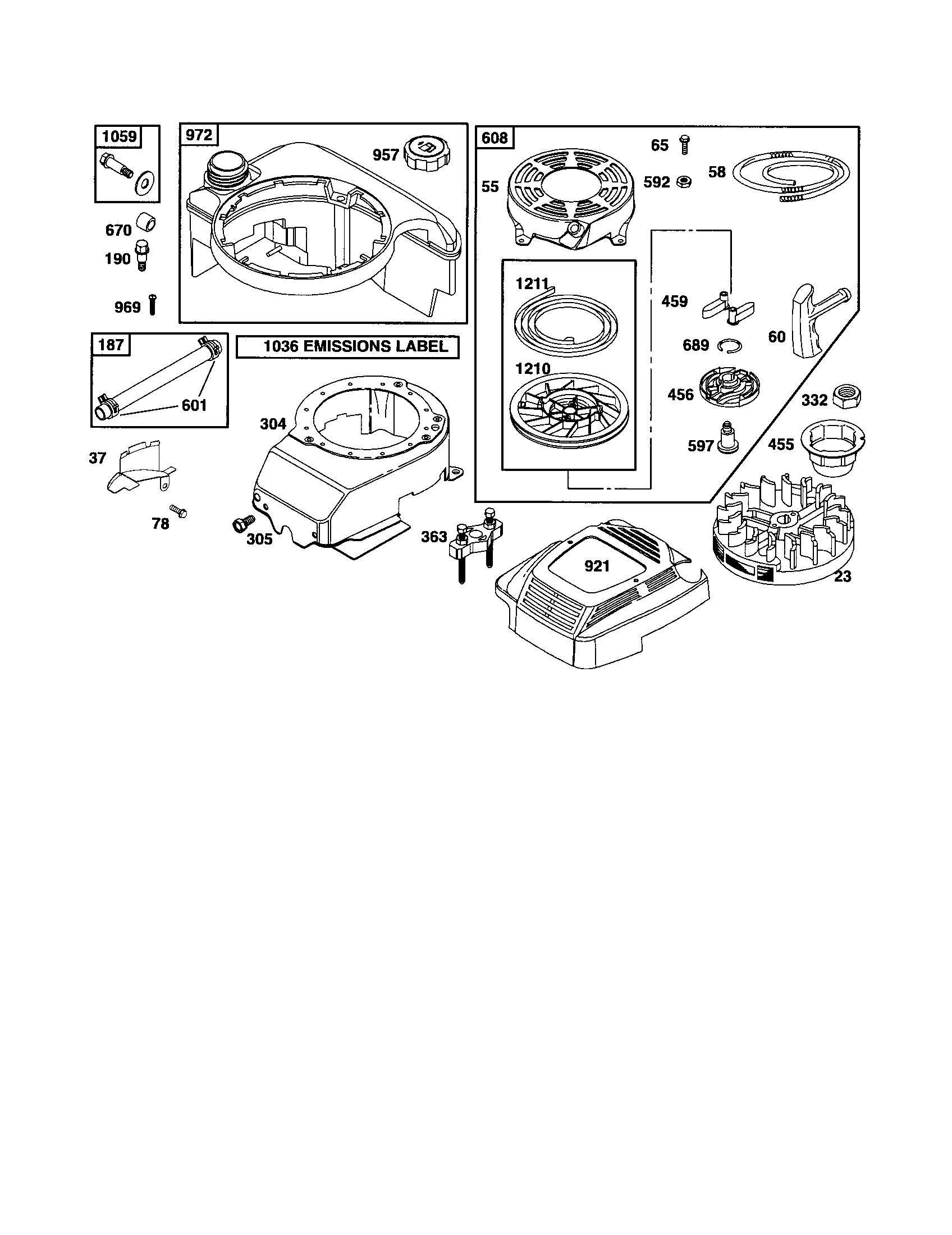 Craftsman 917375350 starter-rewind/housing-blower diagram