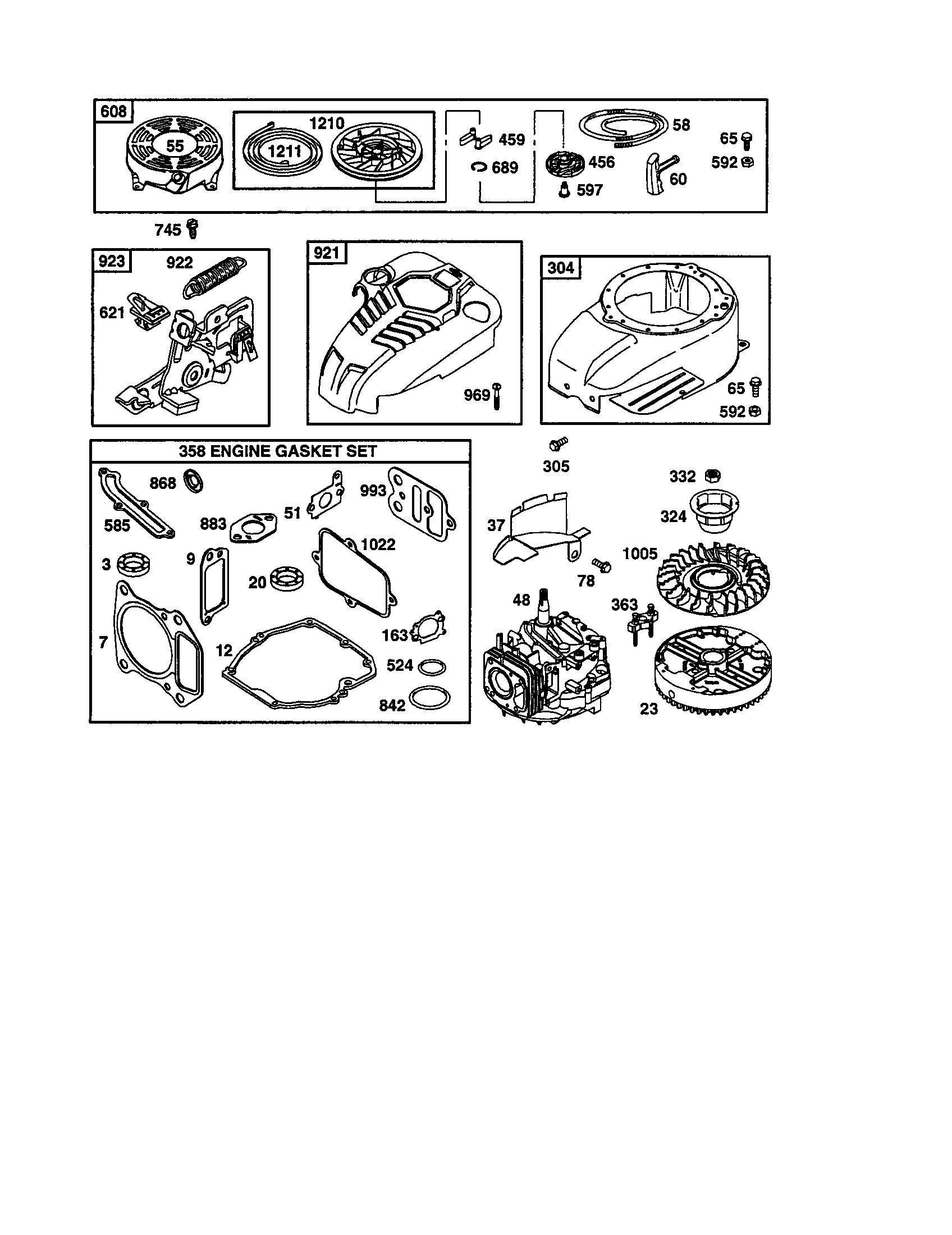 Craftsman 917389890 short block/blower-housing diagram