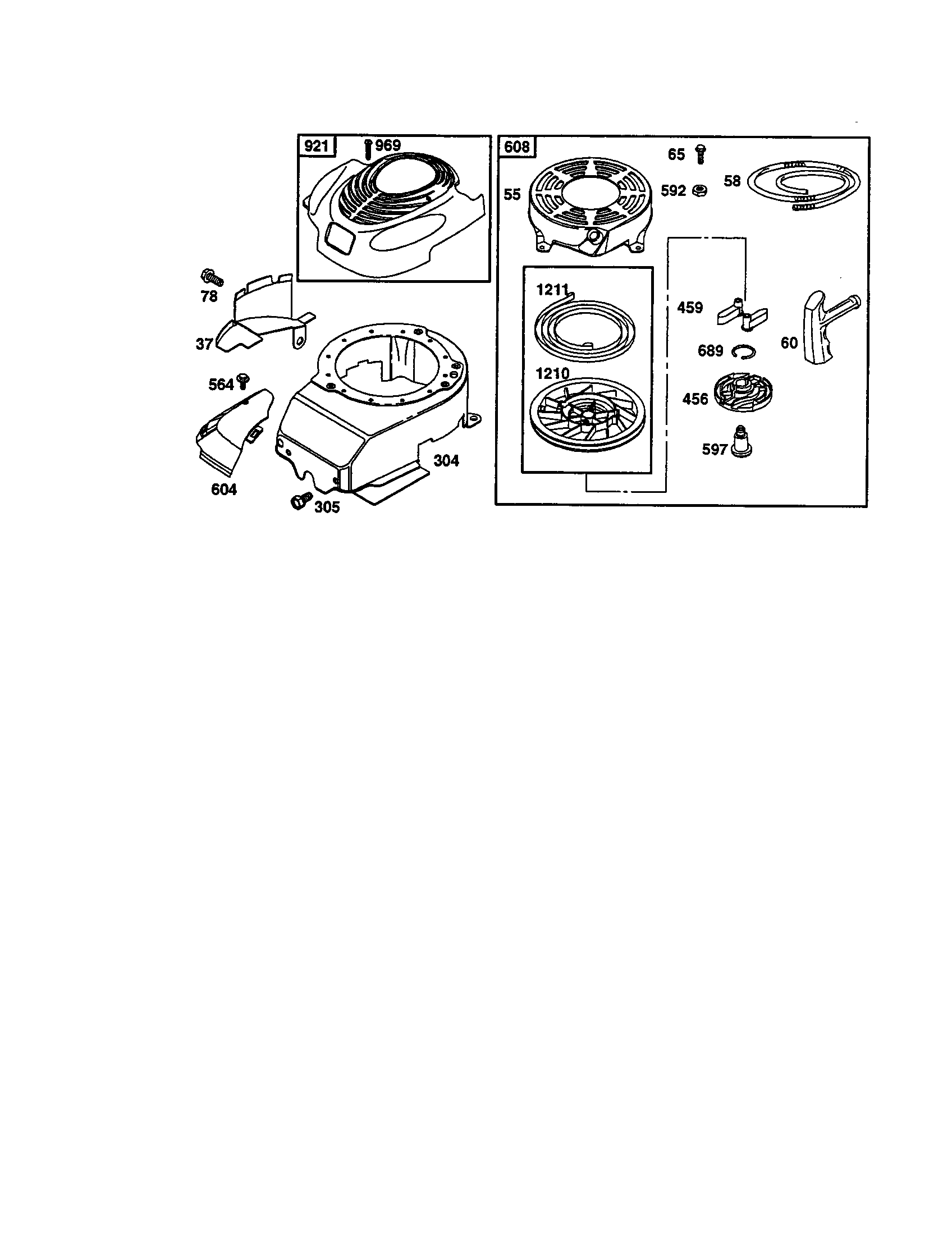 Craftsman 917389871 starter-rewind/blower-housing diagram
