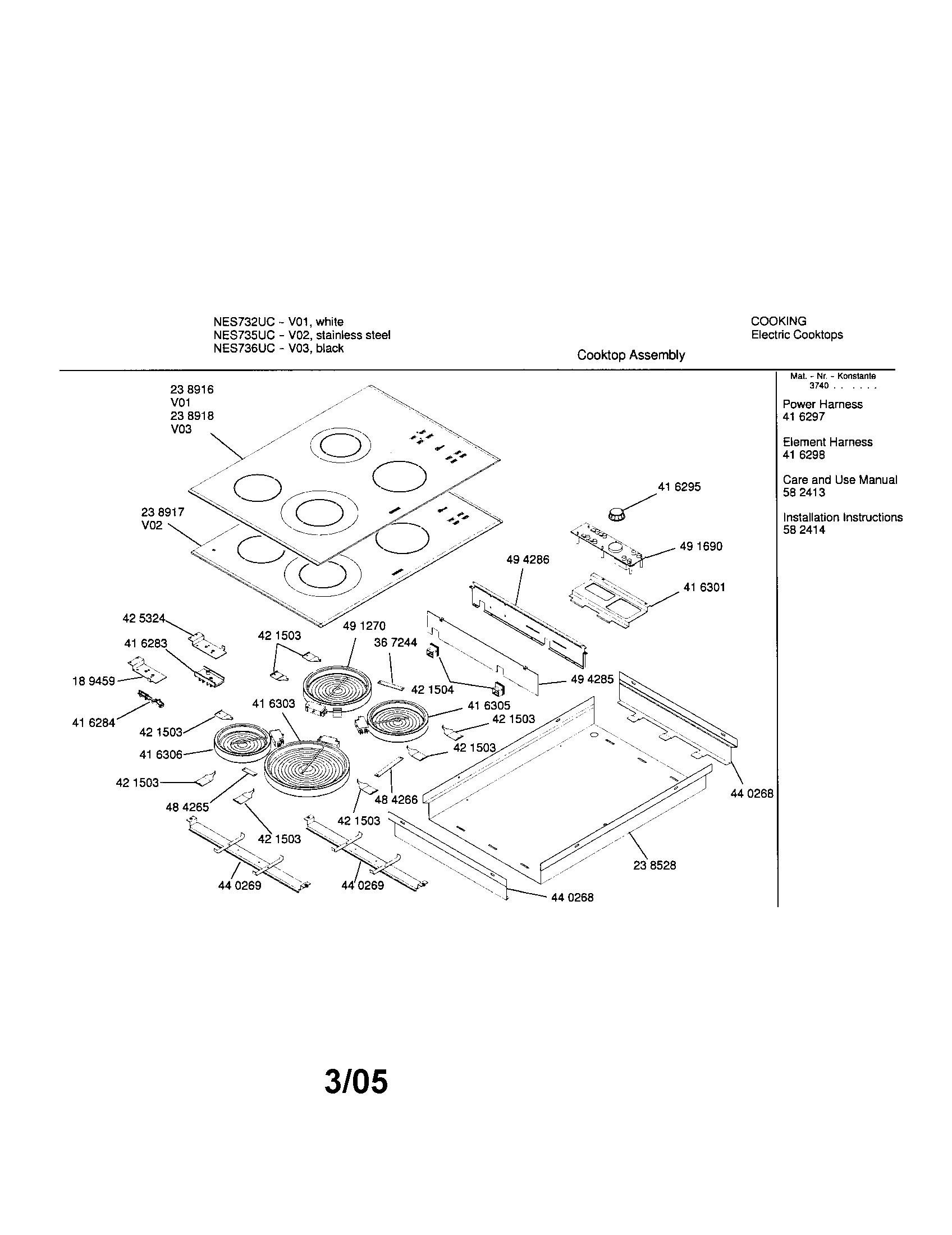 Bosch NES732UC/01 electric cooktop diagram