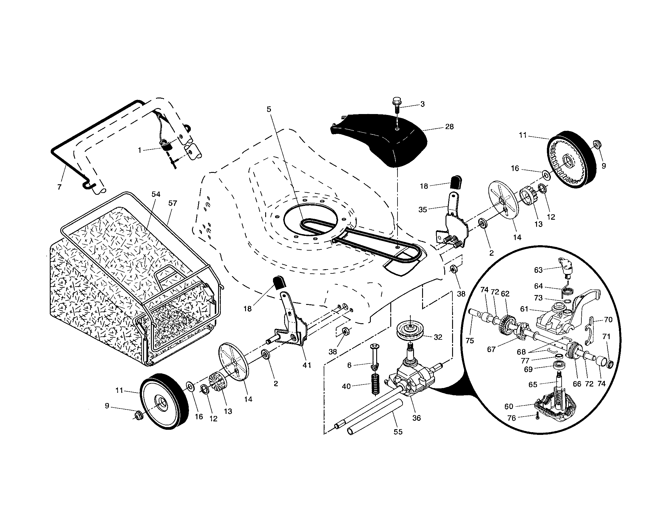 Craftsman 917376562 wheels/tires/bag diagram