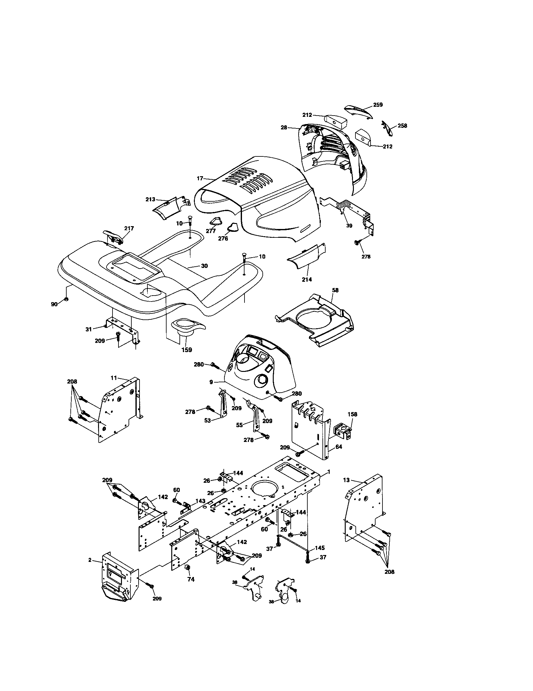 Husqvarna 279080 chassis and enclosures diagram