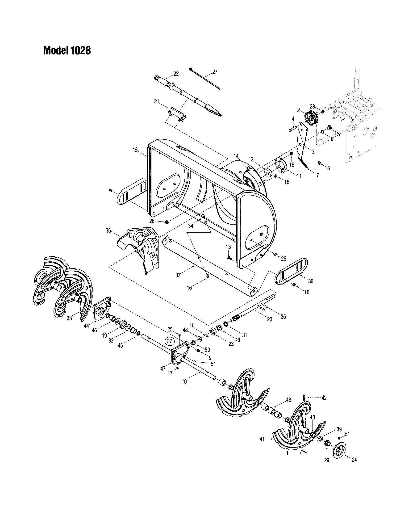 Troybilt 1028 auger housing/spiral assembly diagram
