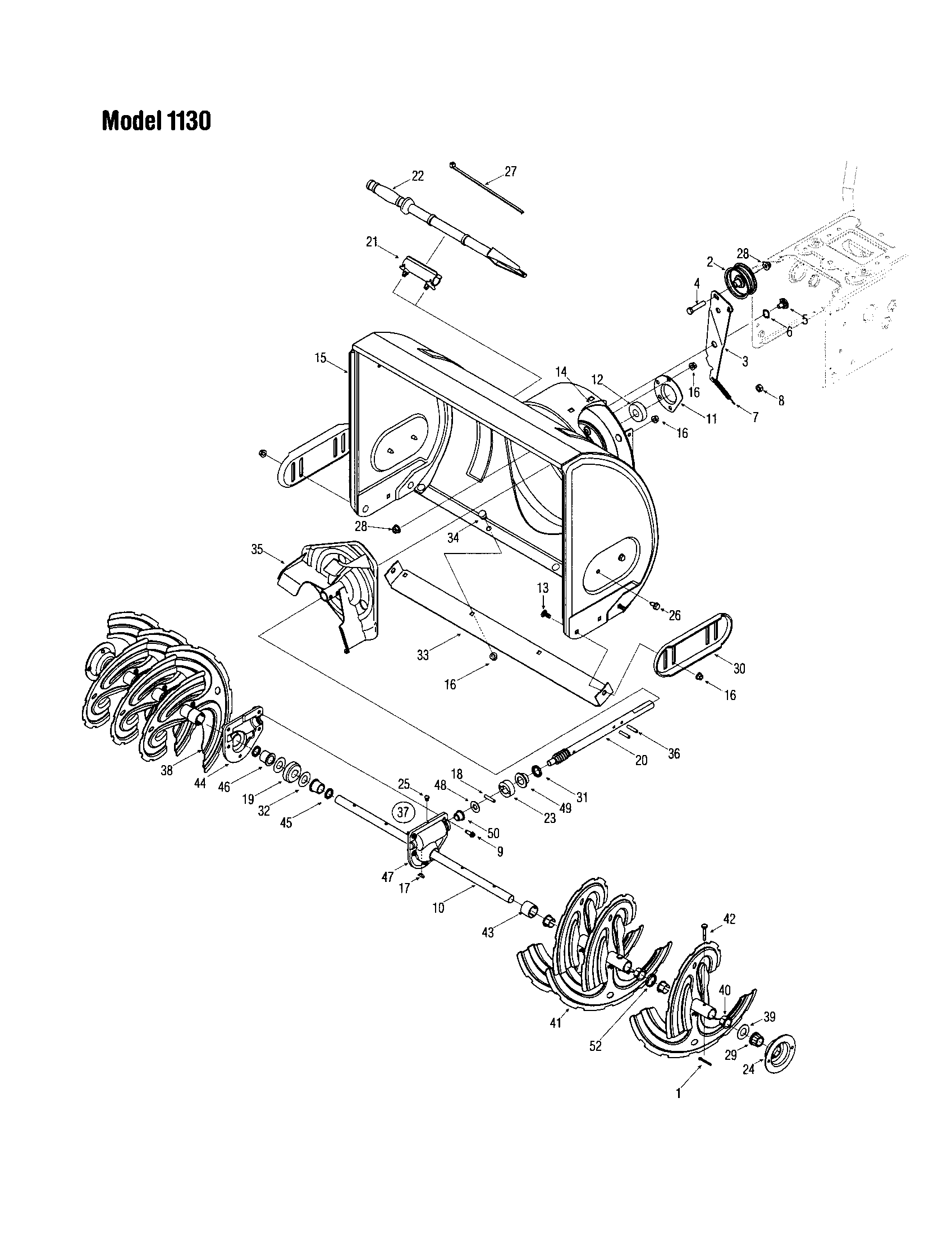 Troybilt 1028 auger housing/spiral assembly diagram