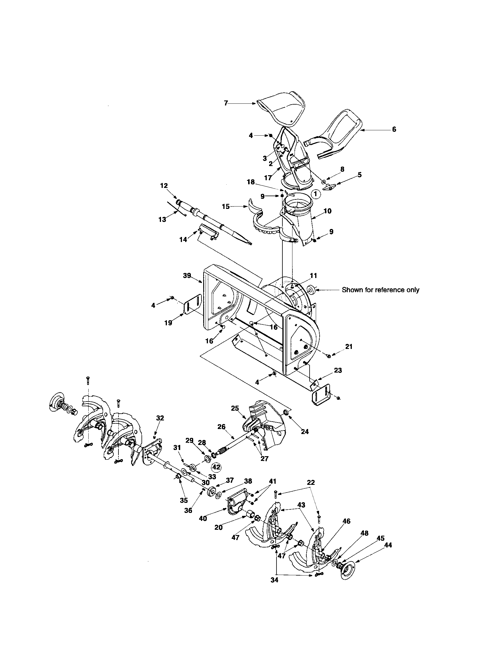 MTD 3BA auger housing/chute/impeller diagram