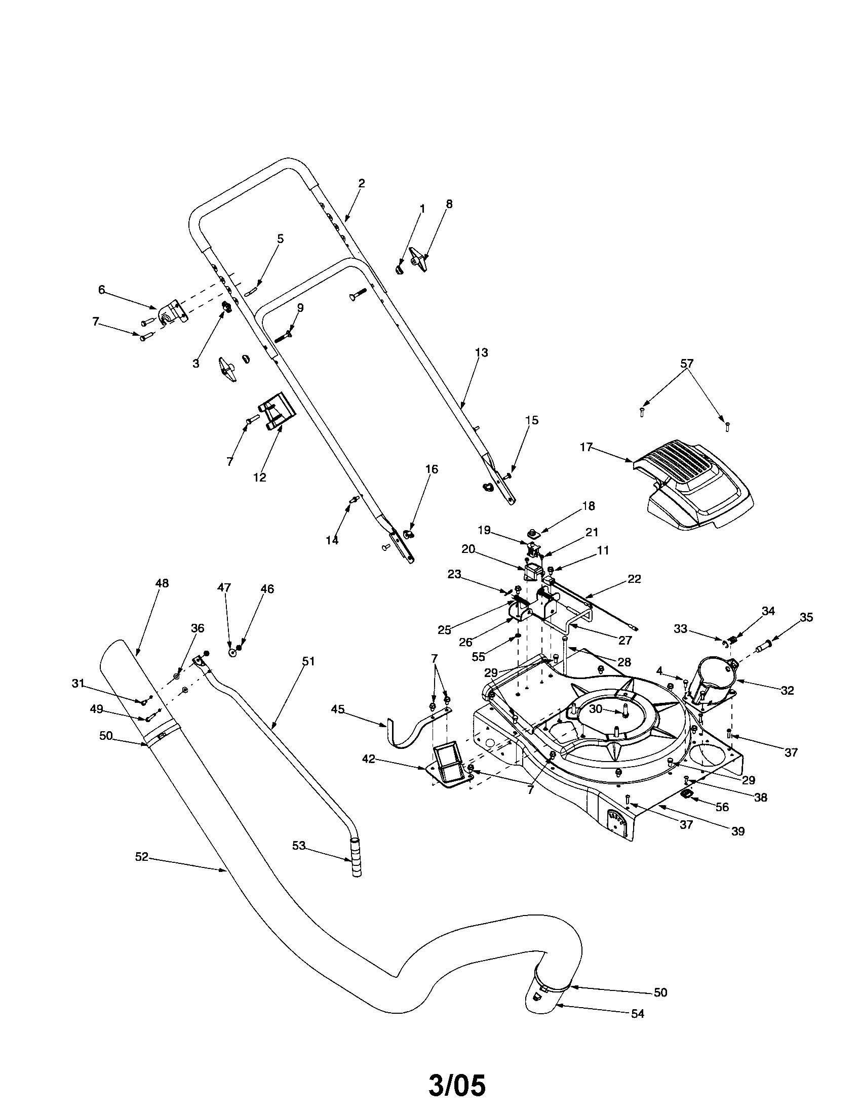Troybilt 24B-060F766 hose/handle/shroud diagram