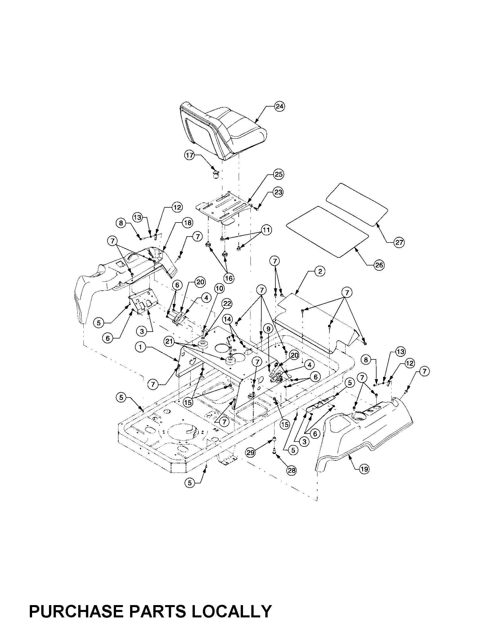 Cub Cadet 17BA5A7P712 operator's platform diagram