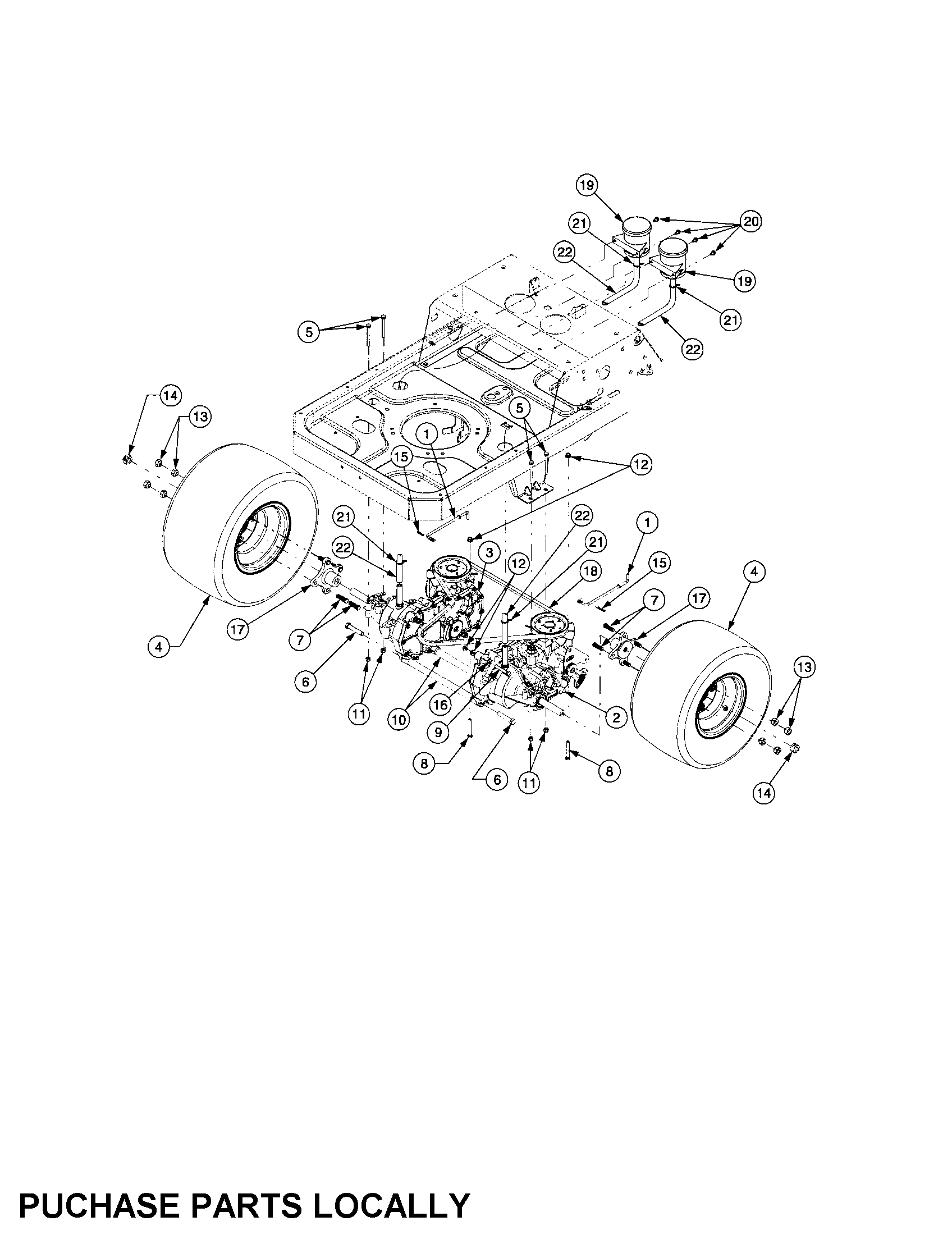 Cub Cadet 17BA5A7P712 rear drive/wheels diagram