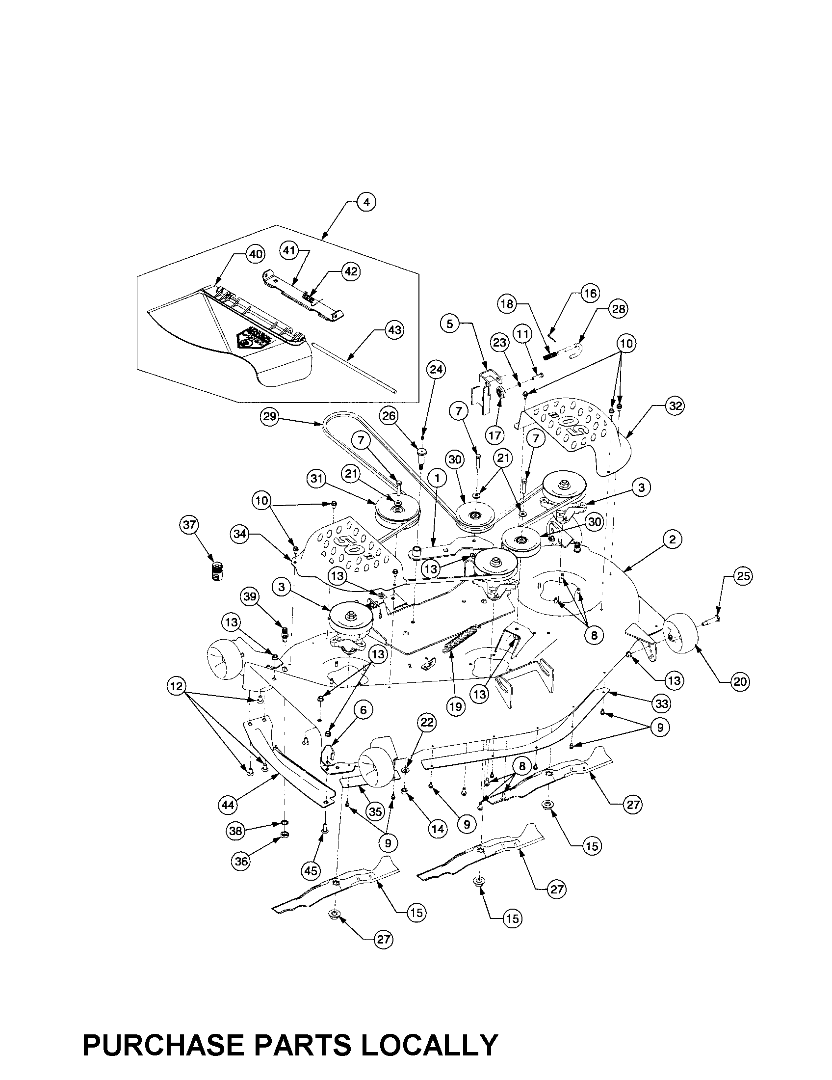 Cub Cadet 17BA5A7P712 50" mower deck diagram