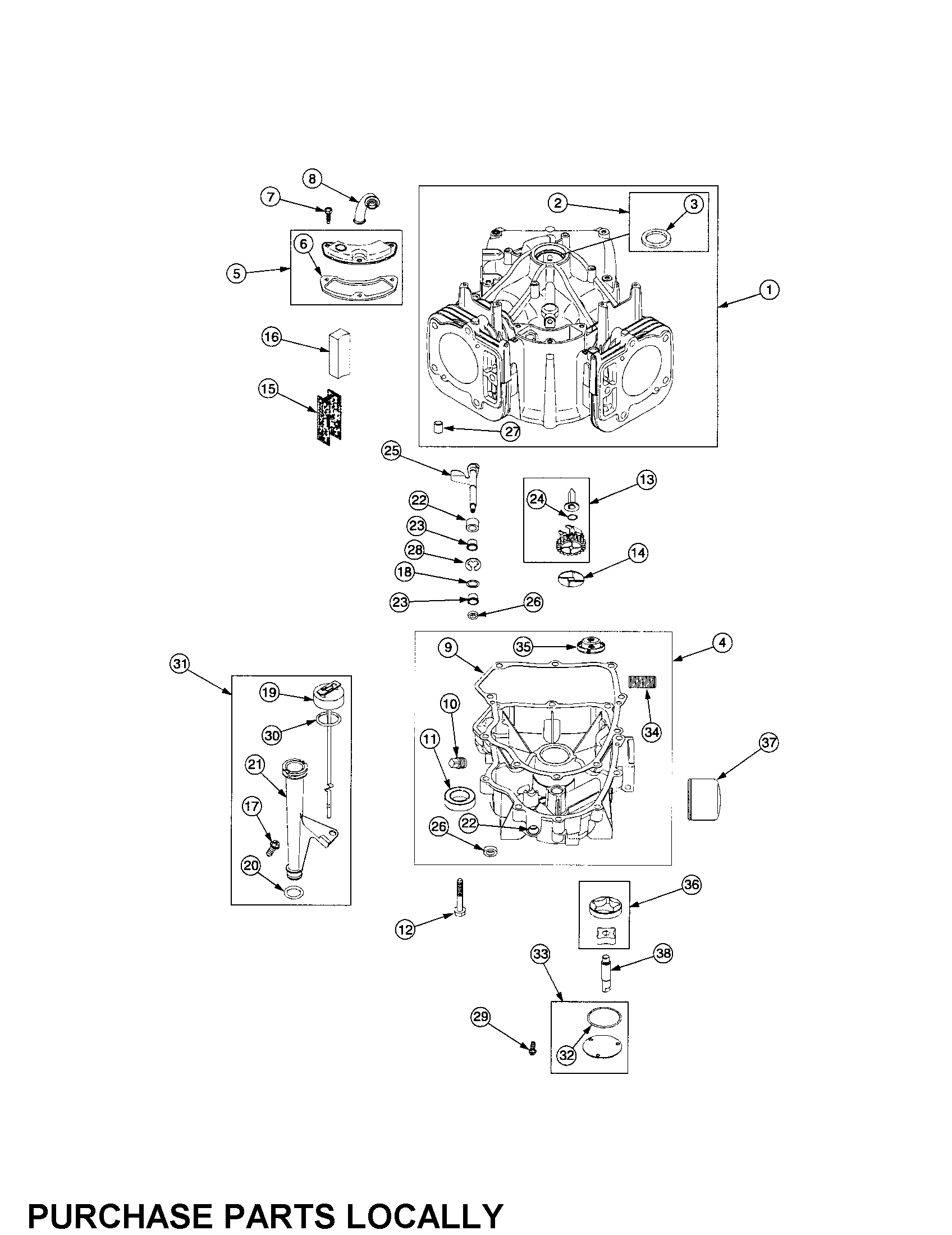 Cub Cadet 17BA5A7P712 crankcase/breather/governor diagram