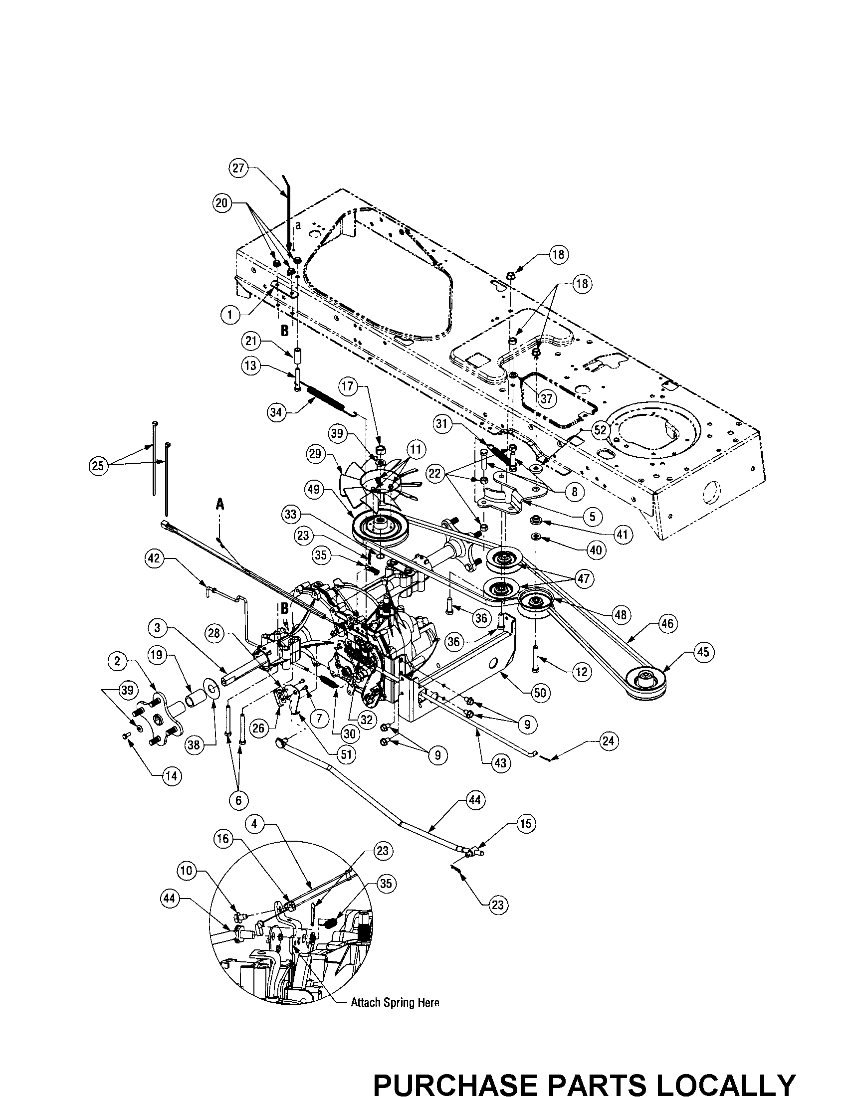 Cub Cadet LT1050 drive system diagram