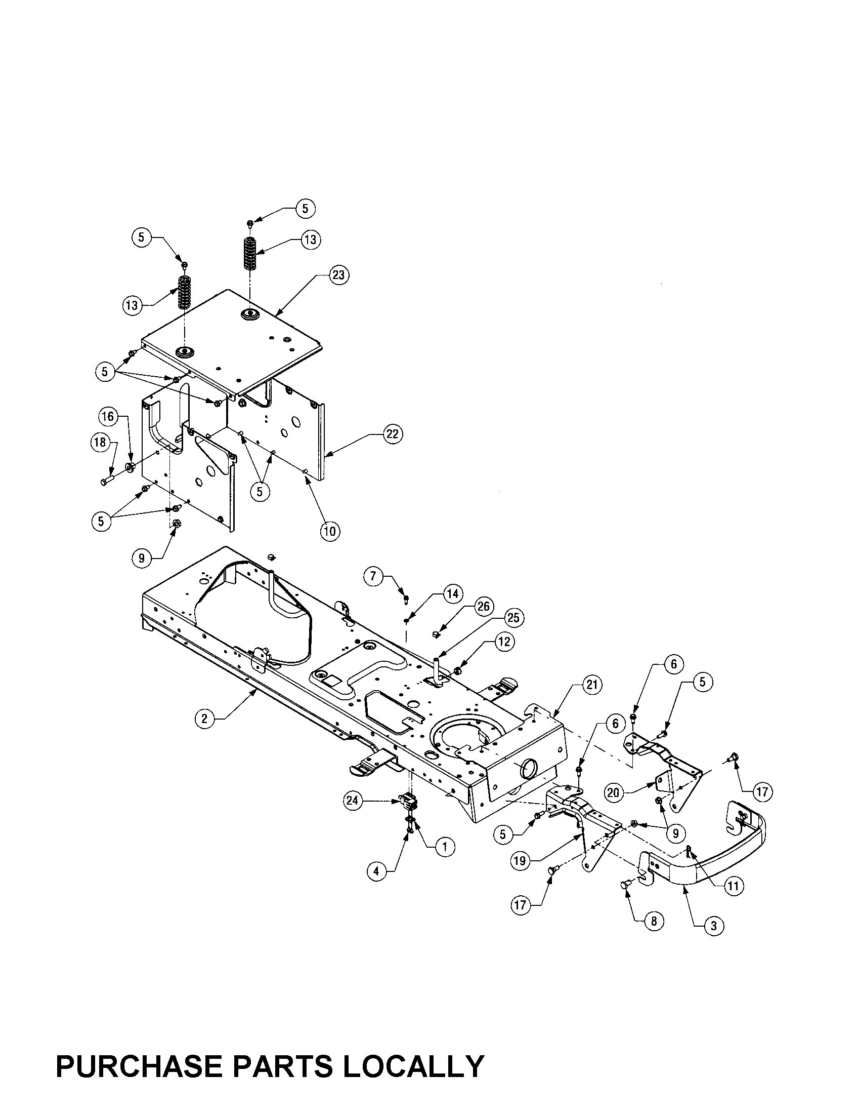 Cub Cadet LT1050 frame diagram