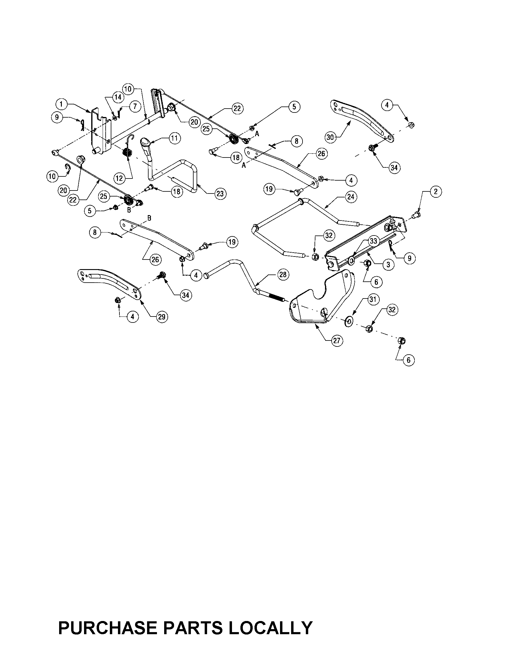 Cub Cadet LT1050 lift assembly diagram