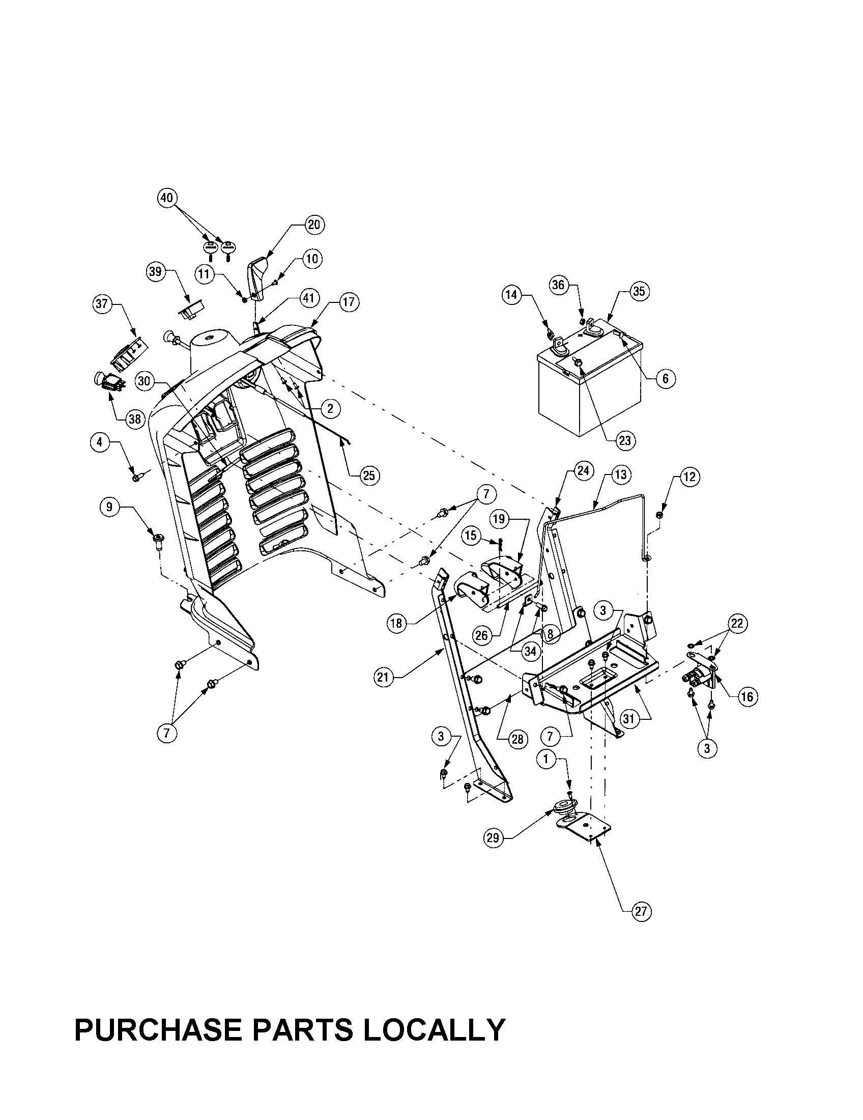 Cub Cadet LT1050 dash panel diagram