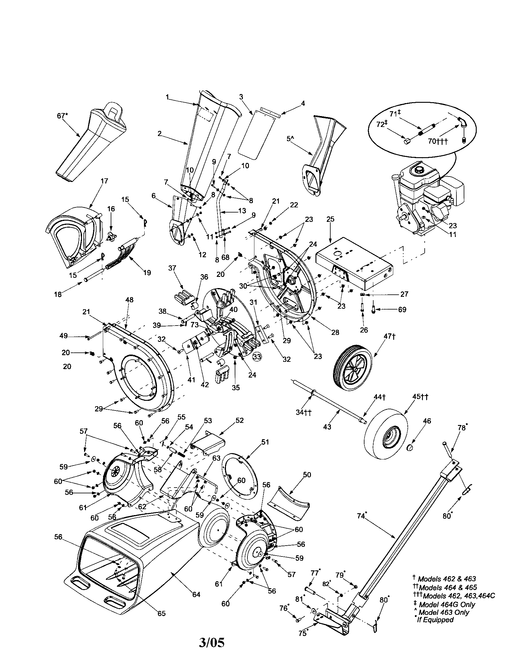 MTD 462 THRU 465 chipper/shredder diagram