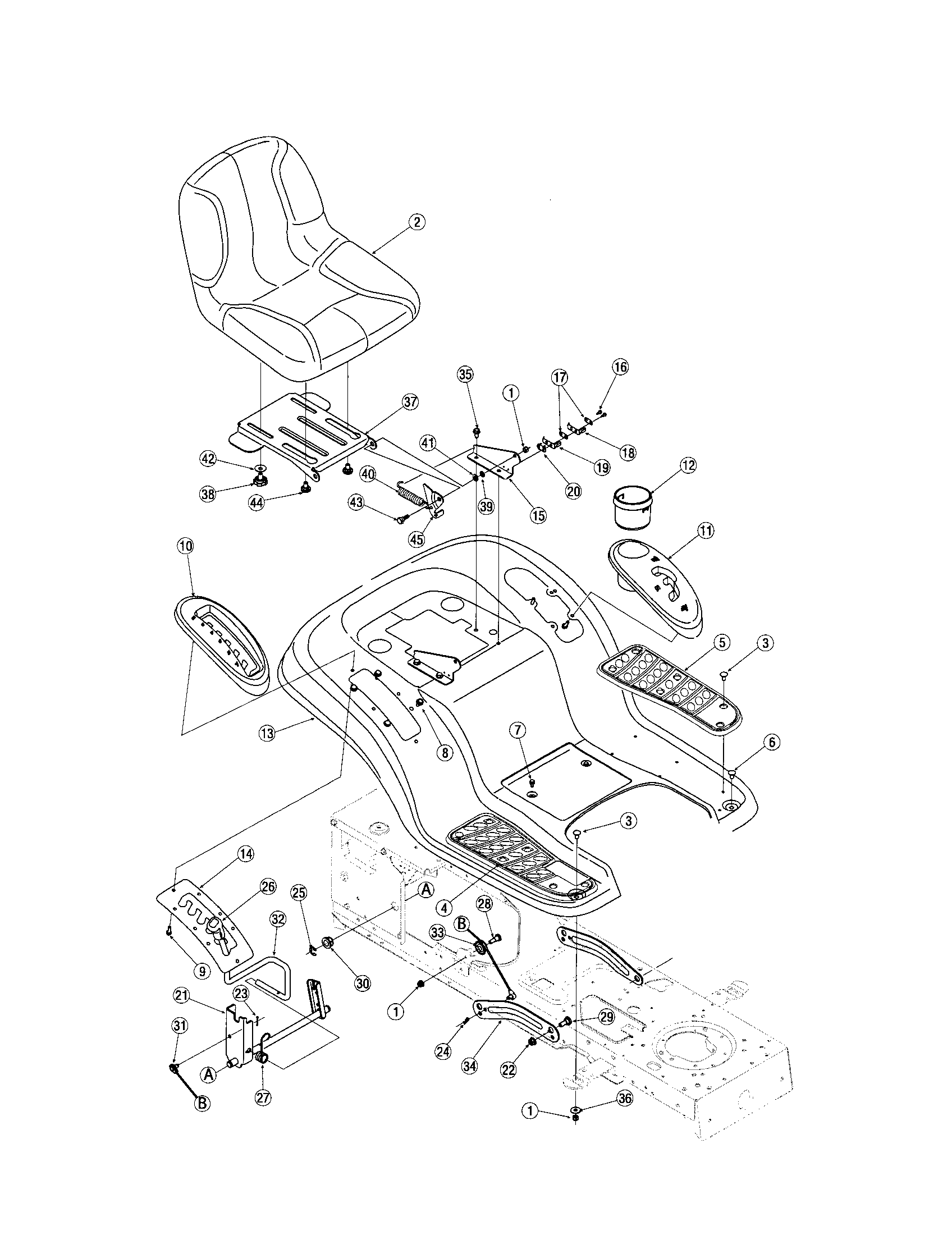 Troybilt 13AJ609G766 seat assembly diagram