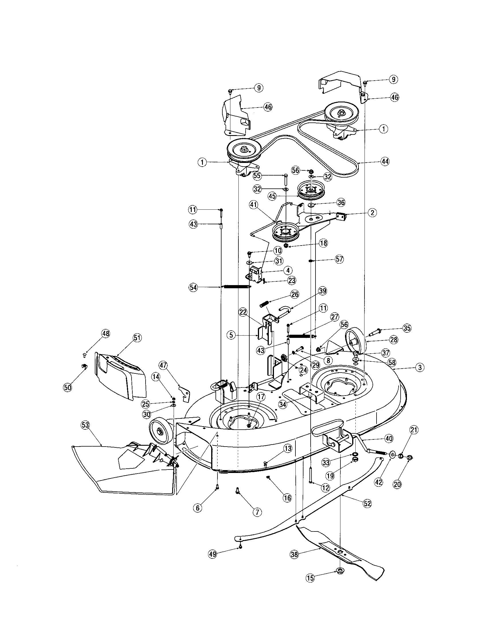 Troybilt 13AJ609G766 42" deck assembly diagram