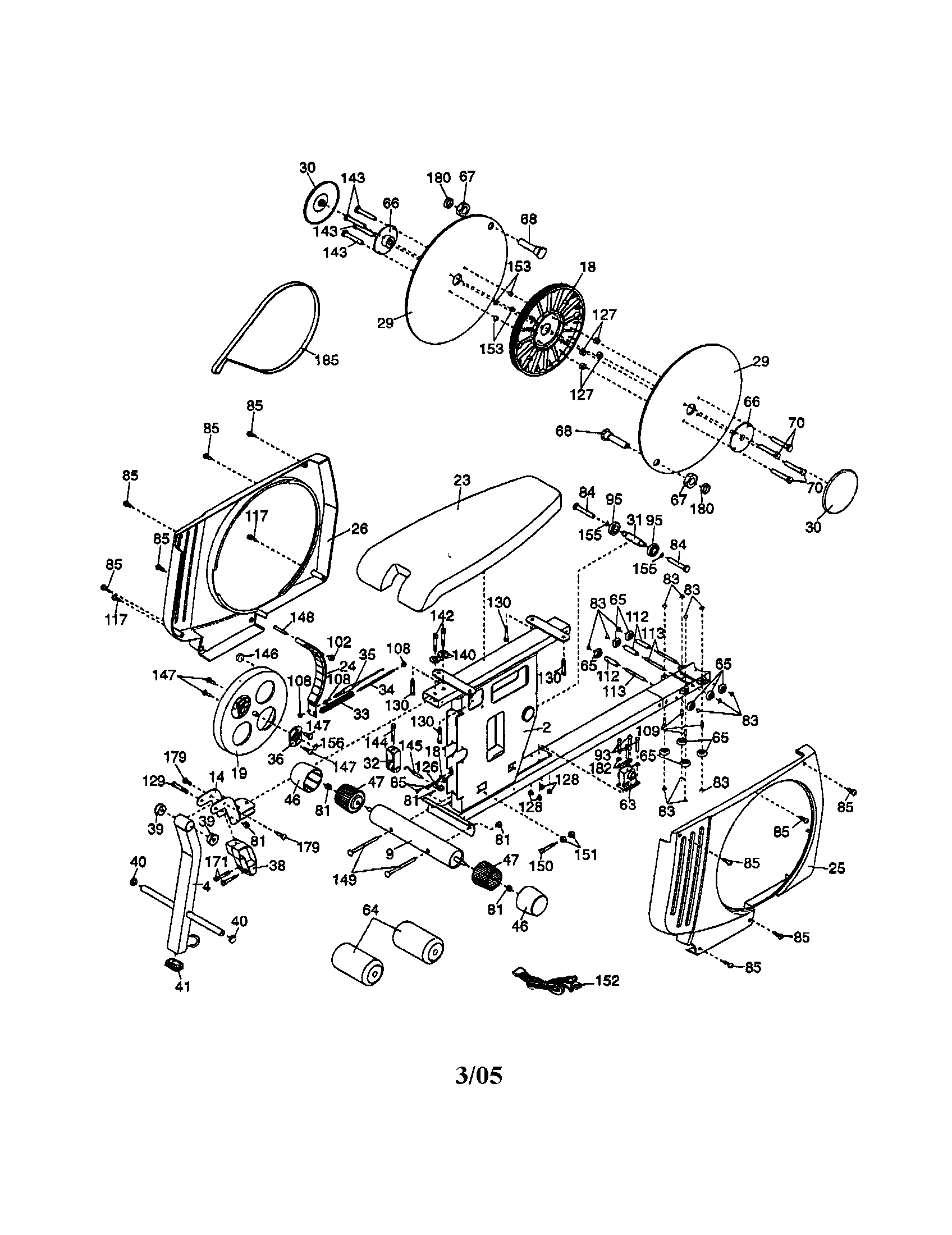 Proform 831159950 seat/pulleys/sideshields diagram