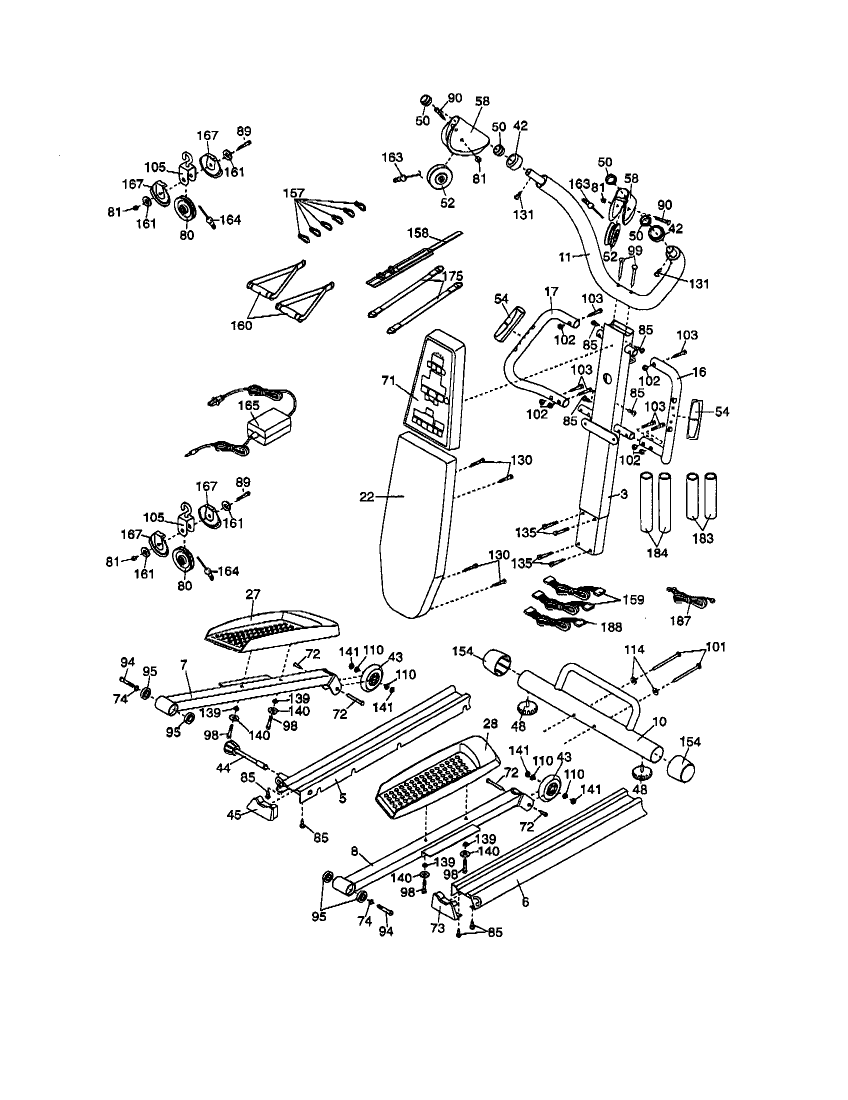 Proform 831159950 backrest/console/upright/pedals diagram