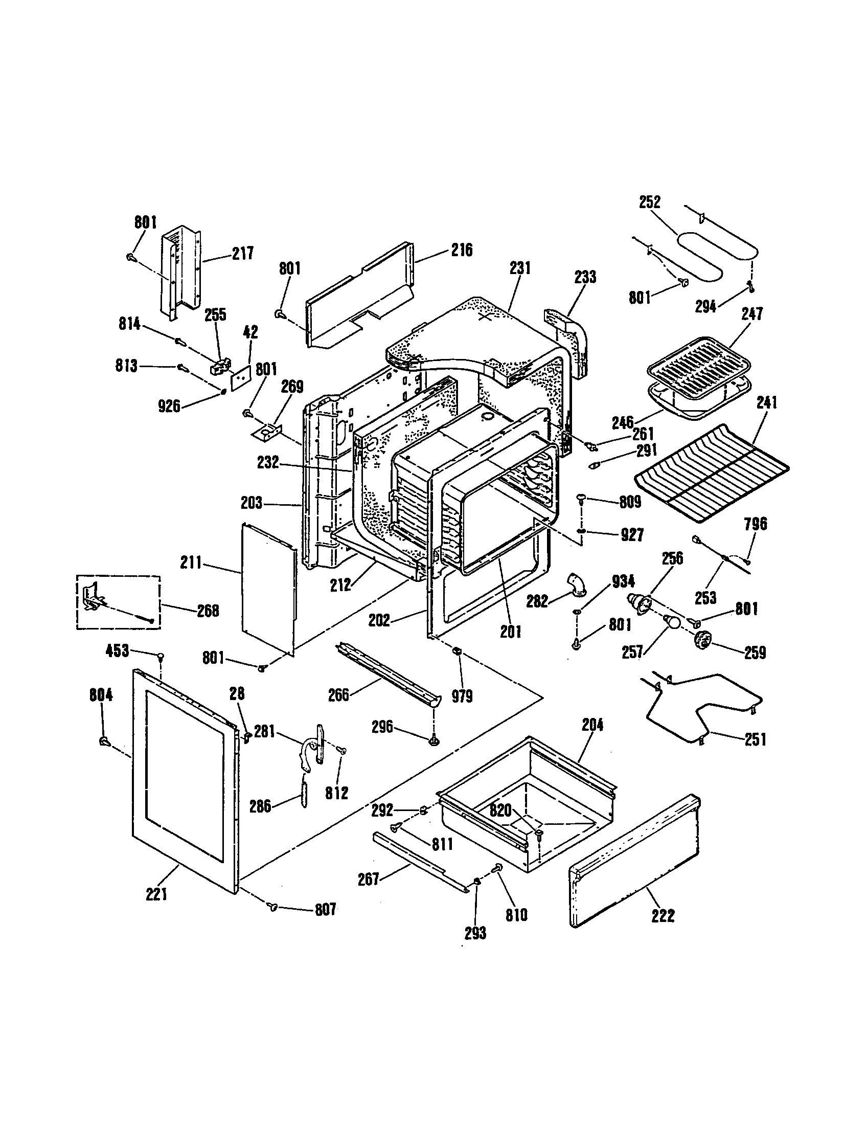 GE JB579GR5WH body diagram