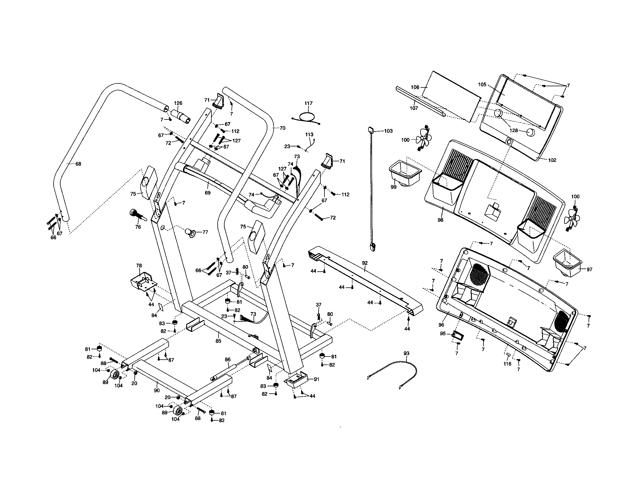 NordicTrack NTL14950 console/upright frame diagram