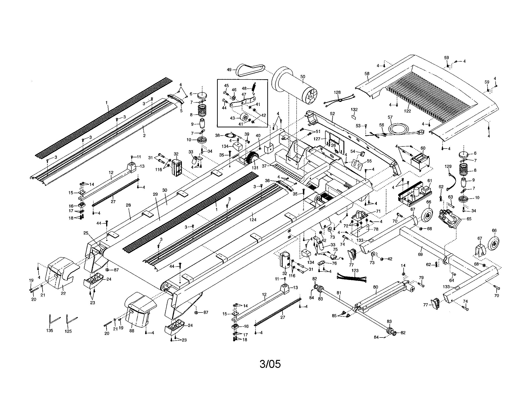 NordicTrack NTL17950 walking belt/motor/hood diagram
