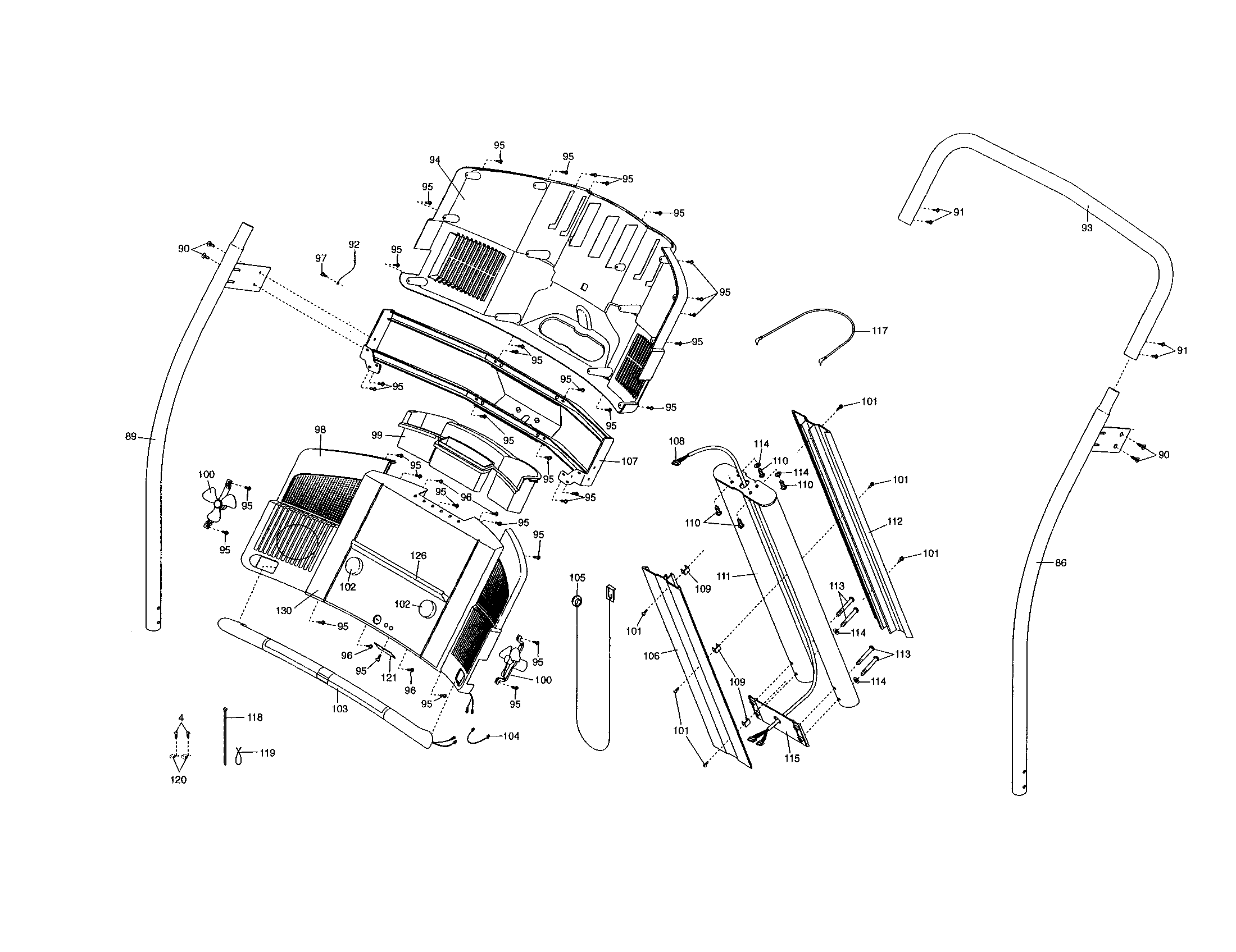 NordicTrack NTL17950 console/upright bars diagram