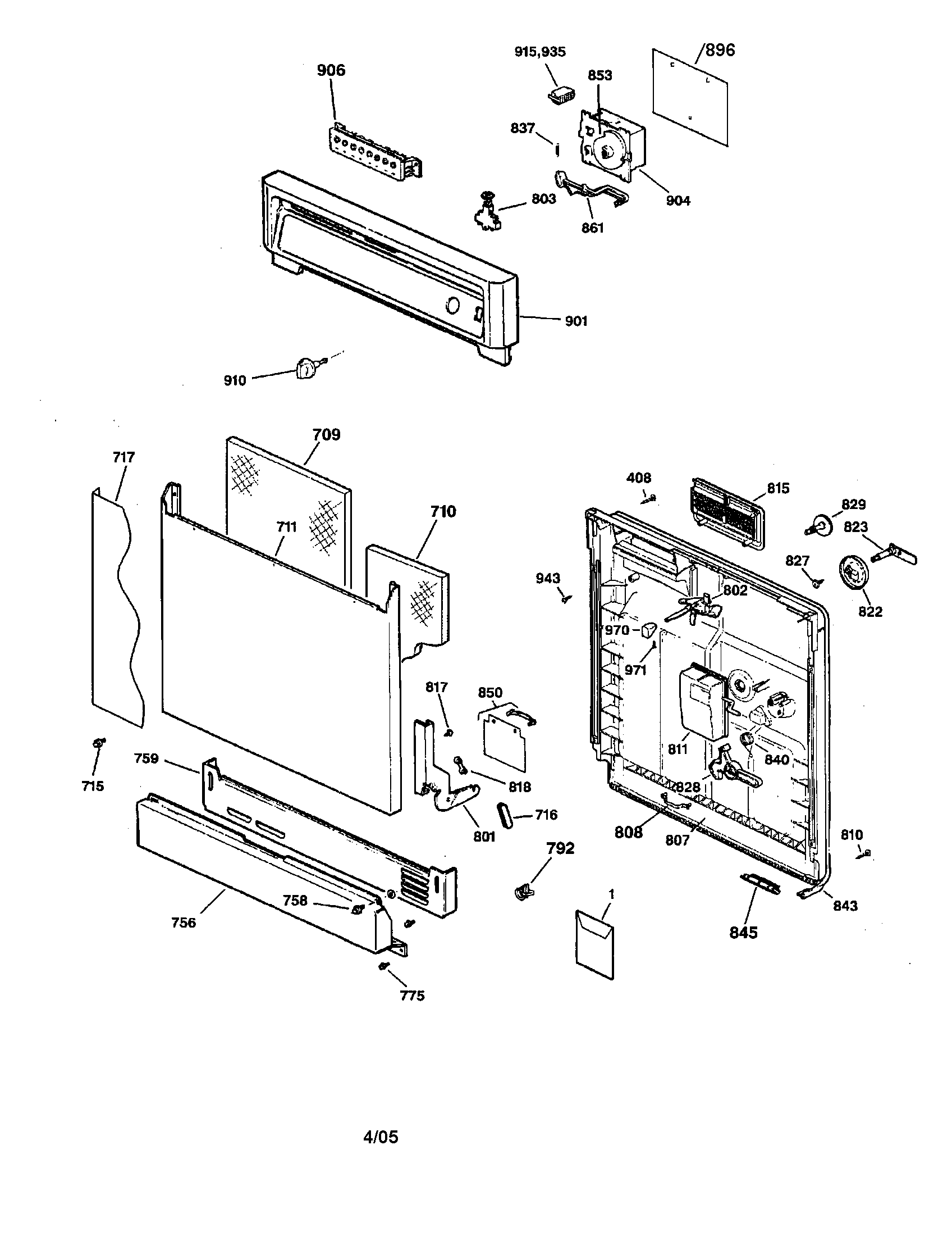 Kenmore 36314589100 escutcheon/door diagram