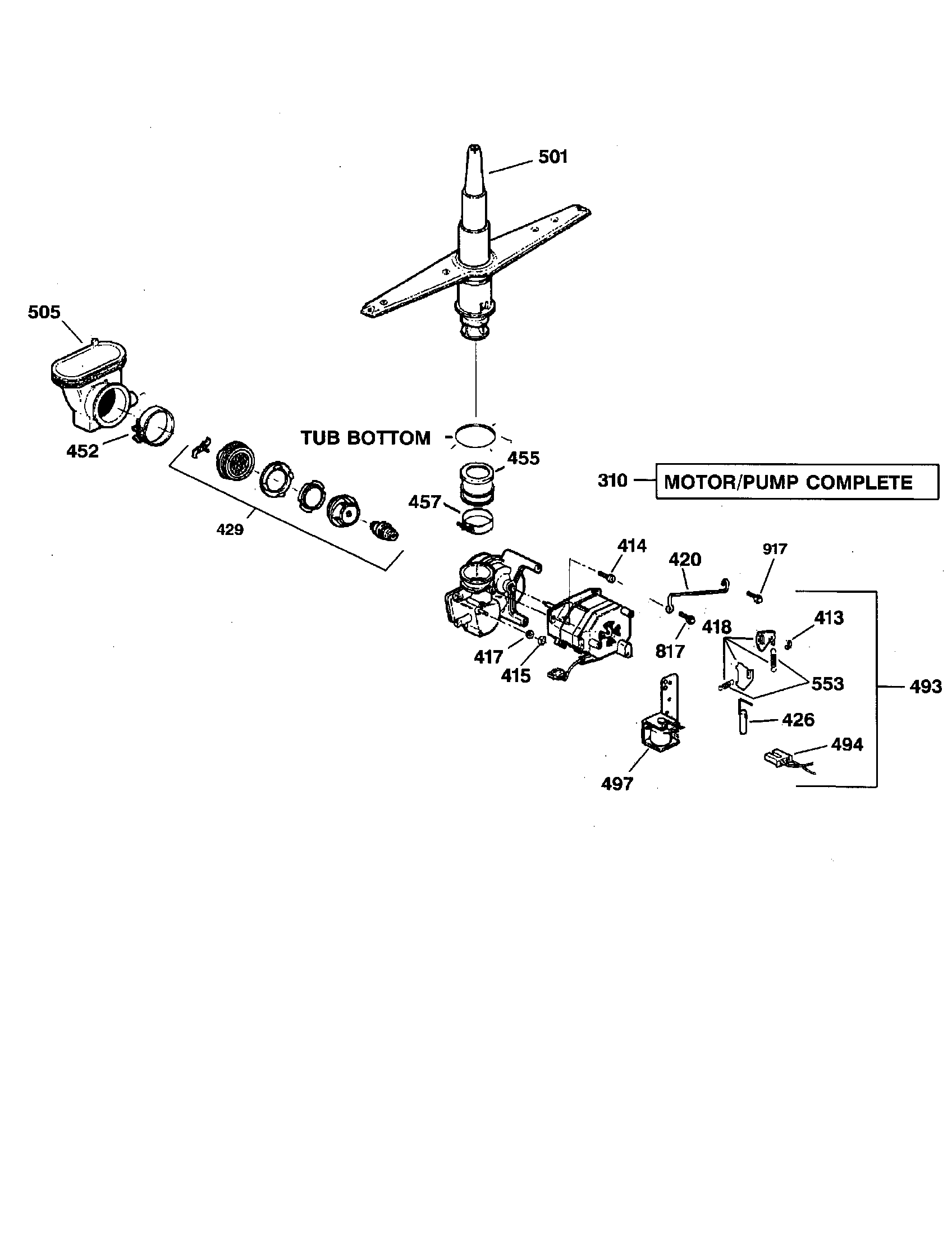 Kenmore 36314589100 motor-pump mechanism diagram