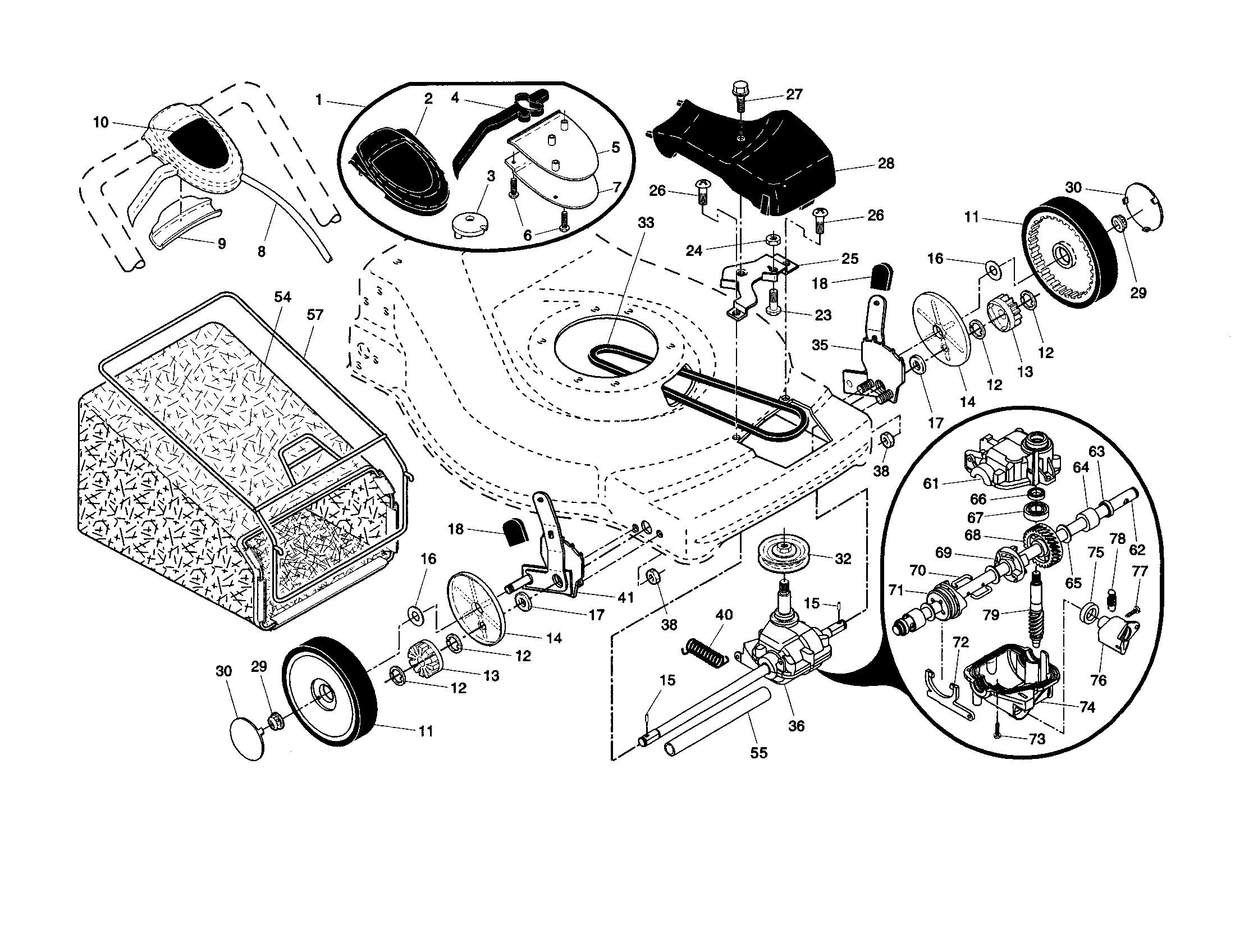Craftsman 917389871 wheels/tires/bag diagram