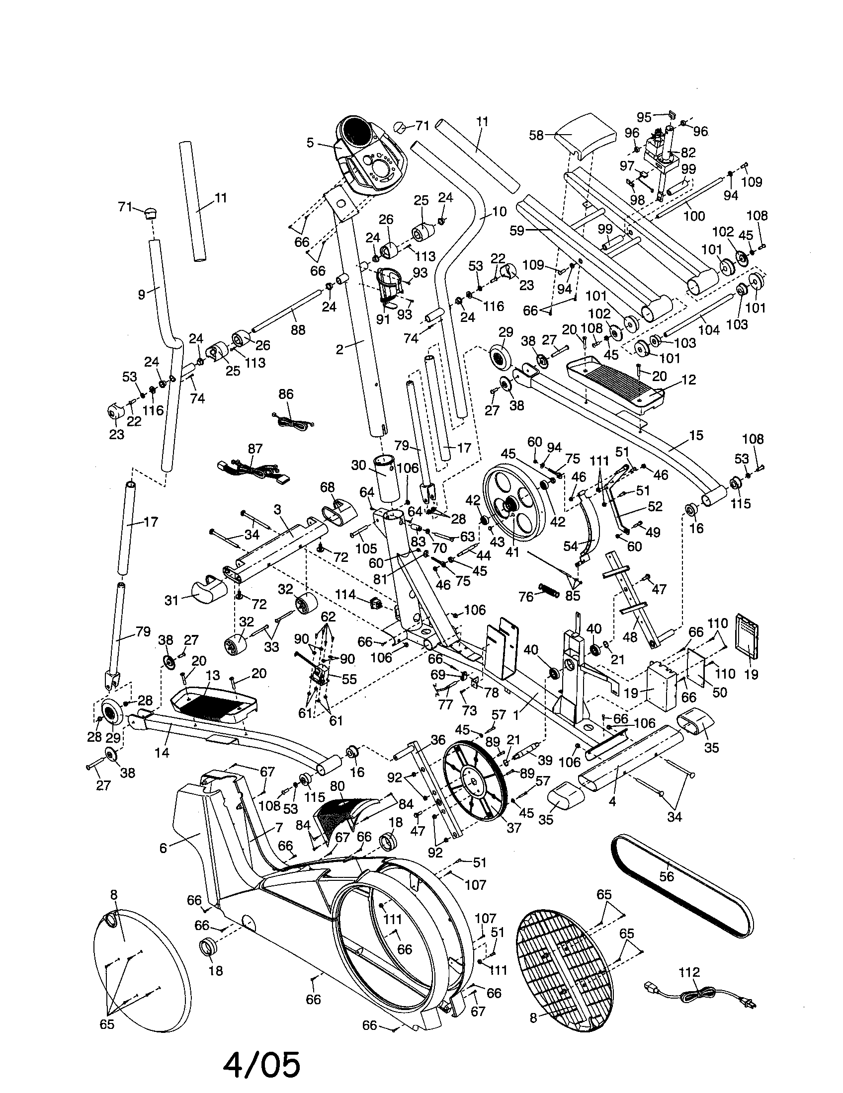 Proform PFEL54932 elliptical diagram