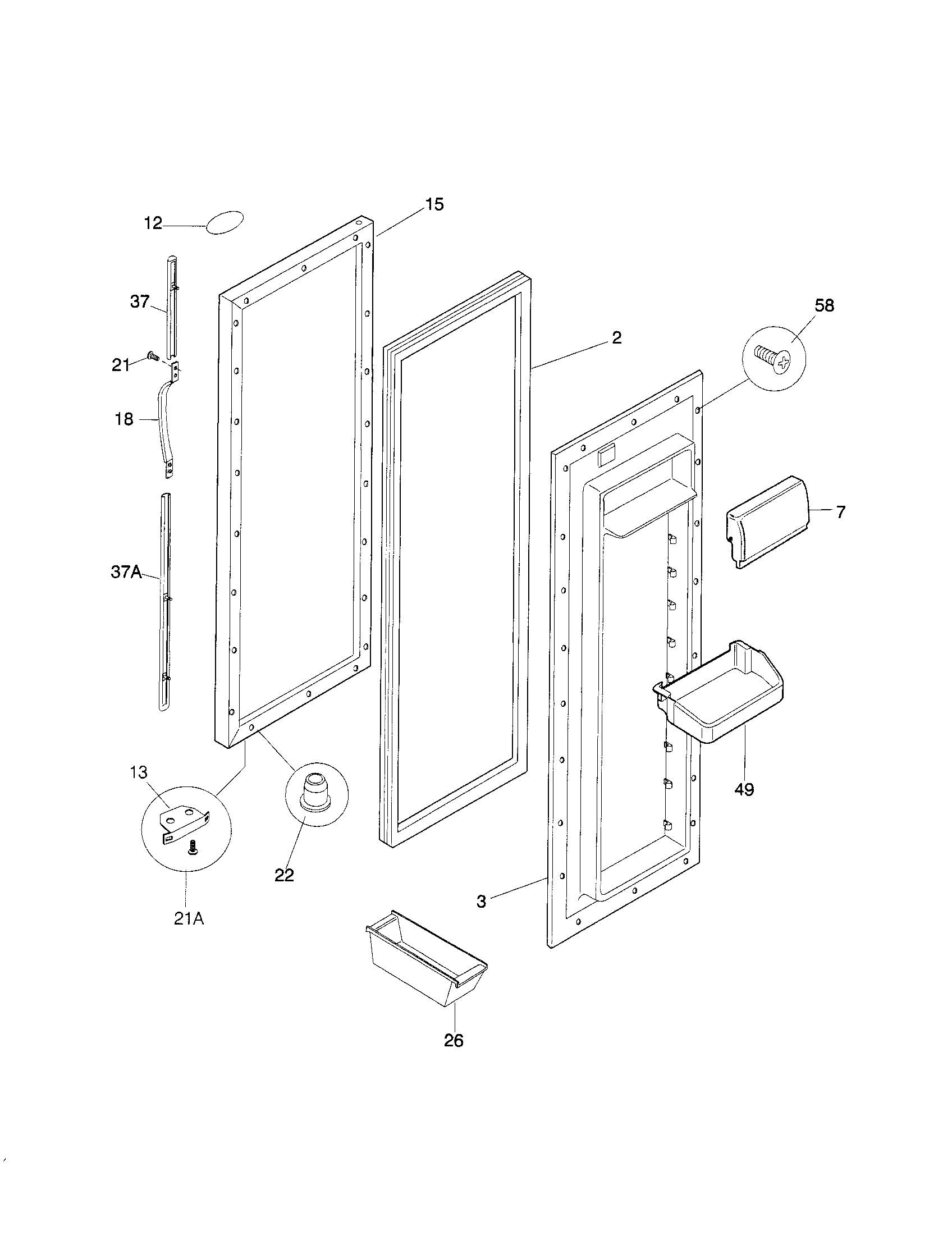 Frigidaire FRS26ZTHB2 refrigerator door diagram