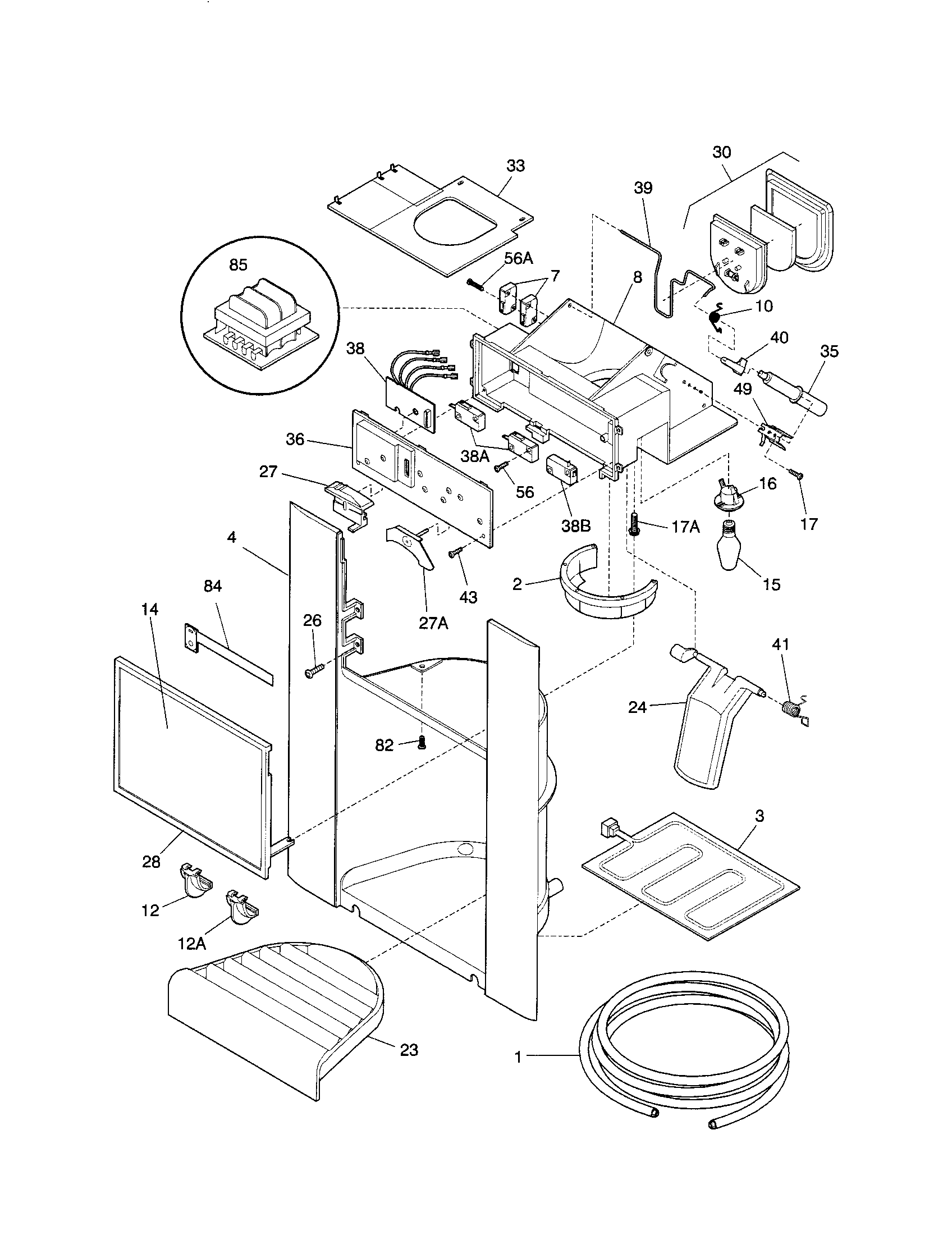Frigidaire FRS26ZTHB2 dispenser diagram
