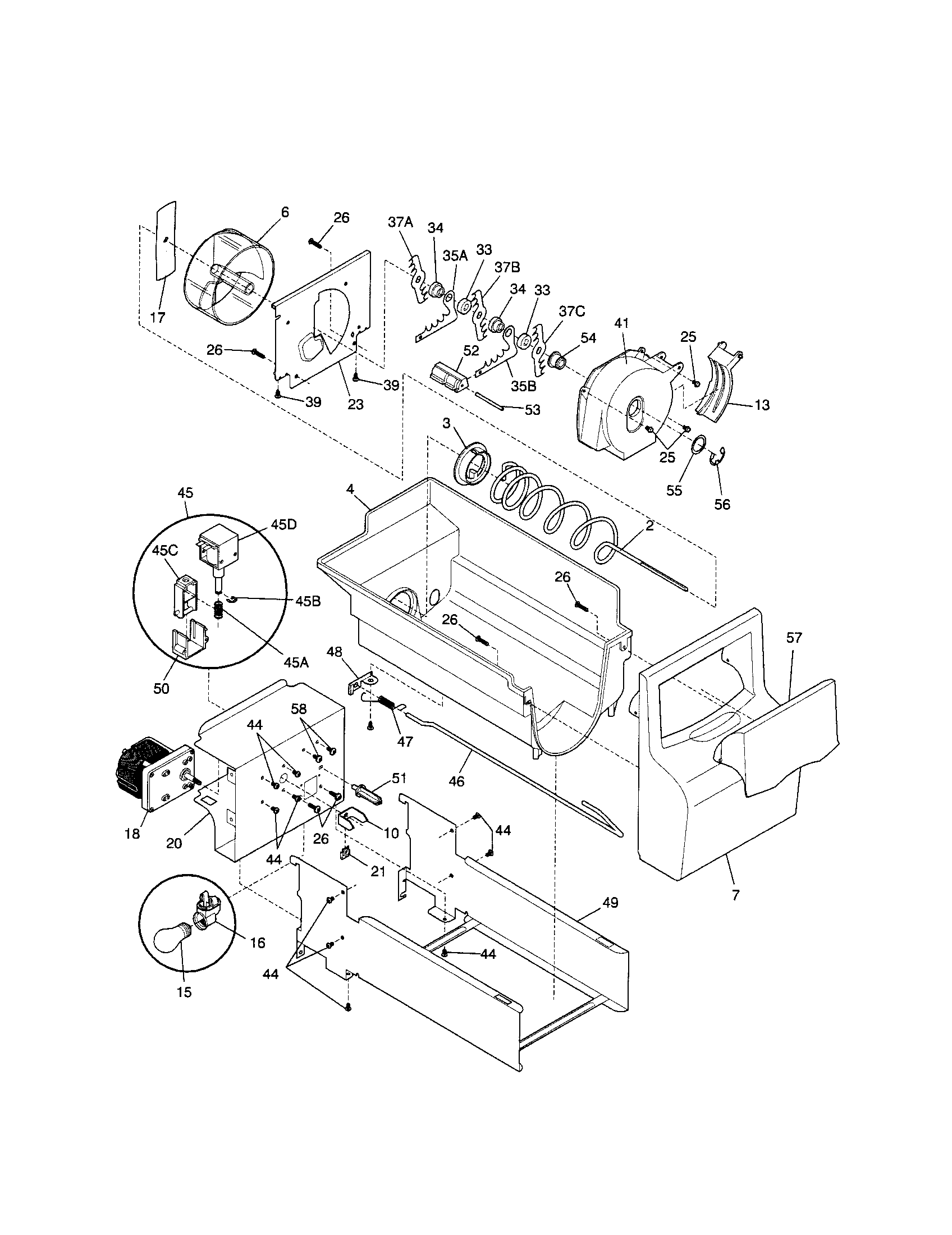 Frigidaire FRS26ZTHB2 ice container diagram